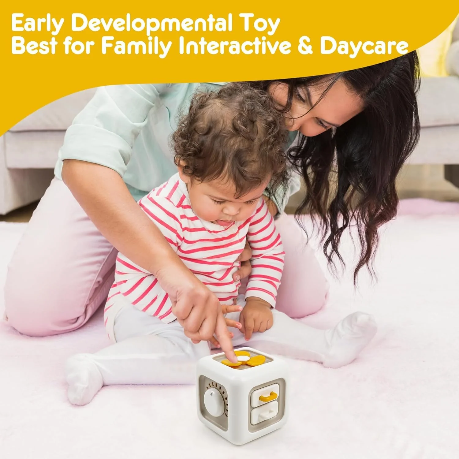 Collazoey Montessori Spielzeug,Mit Schaltern, Ventilatoren, Spiegeln, Knöpfen, Schubladen,Würfelspielzeug eignen Sich für sensorische Lernspielzeuge für Säuglinge und Kleinkinder Ab 1 2 3 4Jahr + - Image 4