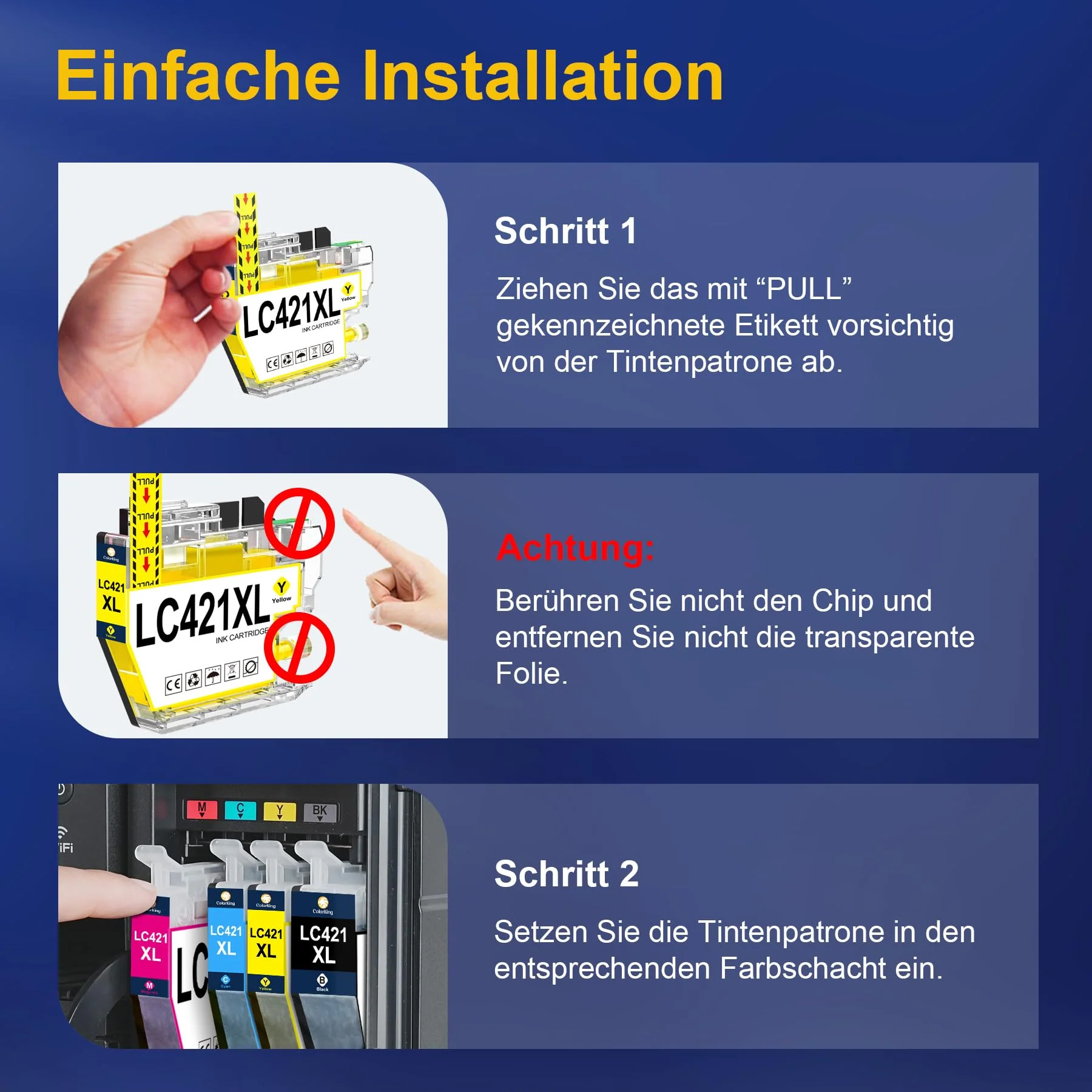 ColorKing LC421XL LC-421XLVAL Tintenpatronen Kompatibel für Brother LC421 XL LC 421 LC-421VAL Multipack für Brother DCP-J1050DW Patronen DCP-J1140DW MFC-J1010DW DCP-J1800DW DCP J1050DW Druckerpatronen - Image 2