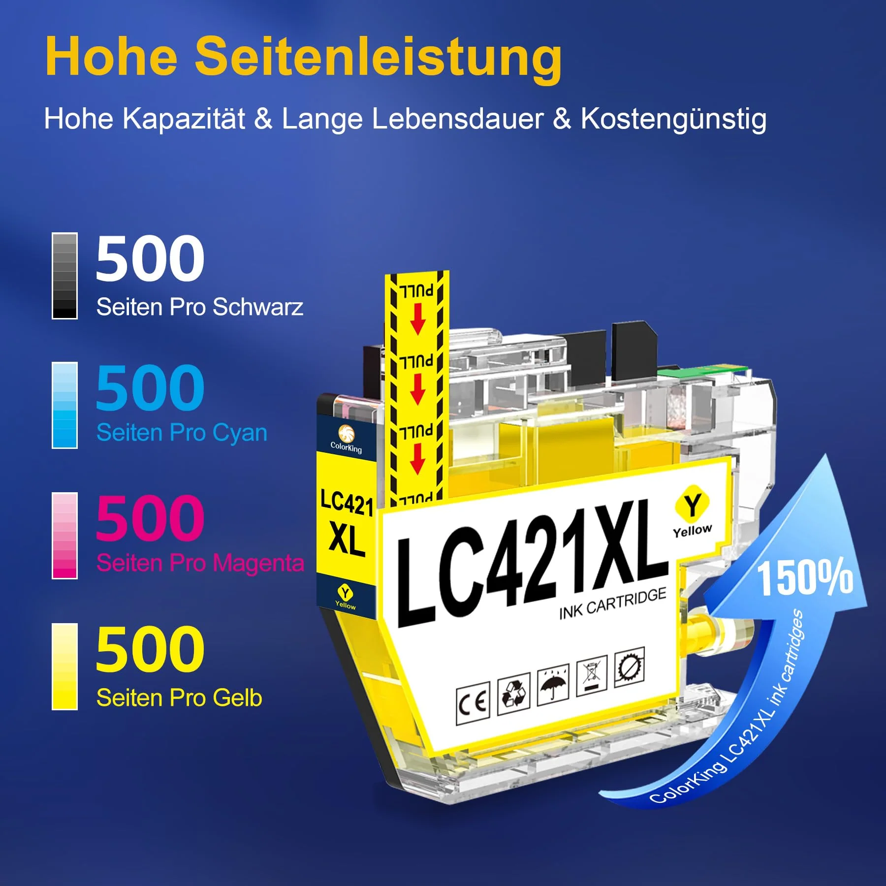 ColorKing LC421XL LC-421XLVAL Tintenpatronen Kompatibel für Brother LC421 XL LC 421 LC-421VAL Multipack für Brother DCP-J1050DW Patronen DCP-J1140DW MFC-J1010DW DCP-J1800DW DCP J1050DW Druckerpatronen - Image 6