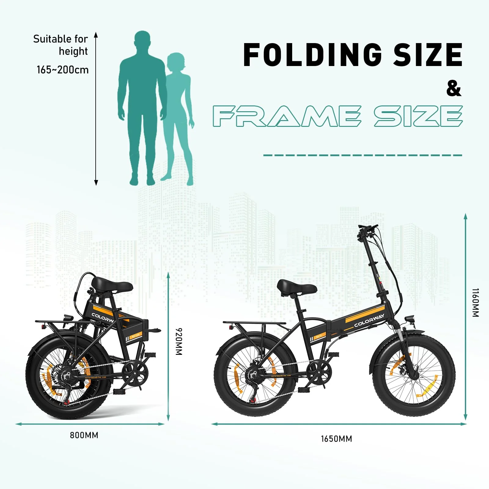 COLORWAY BK10 Elektrofahrrad Klappfahrrad 20×4.0 Zoll Breitreifen Fatbike, 250W Motor, 36V 12Ah Akku,7-Gang, Pedelec Klapprad für Damen Herren, Faltbares E-Bike für Stadt & Gelände - Image 2