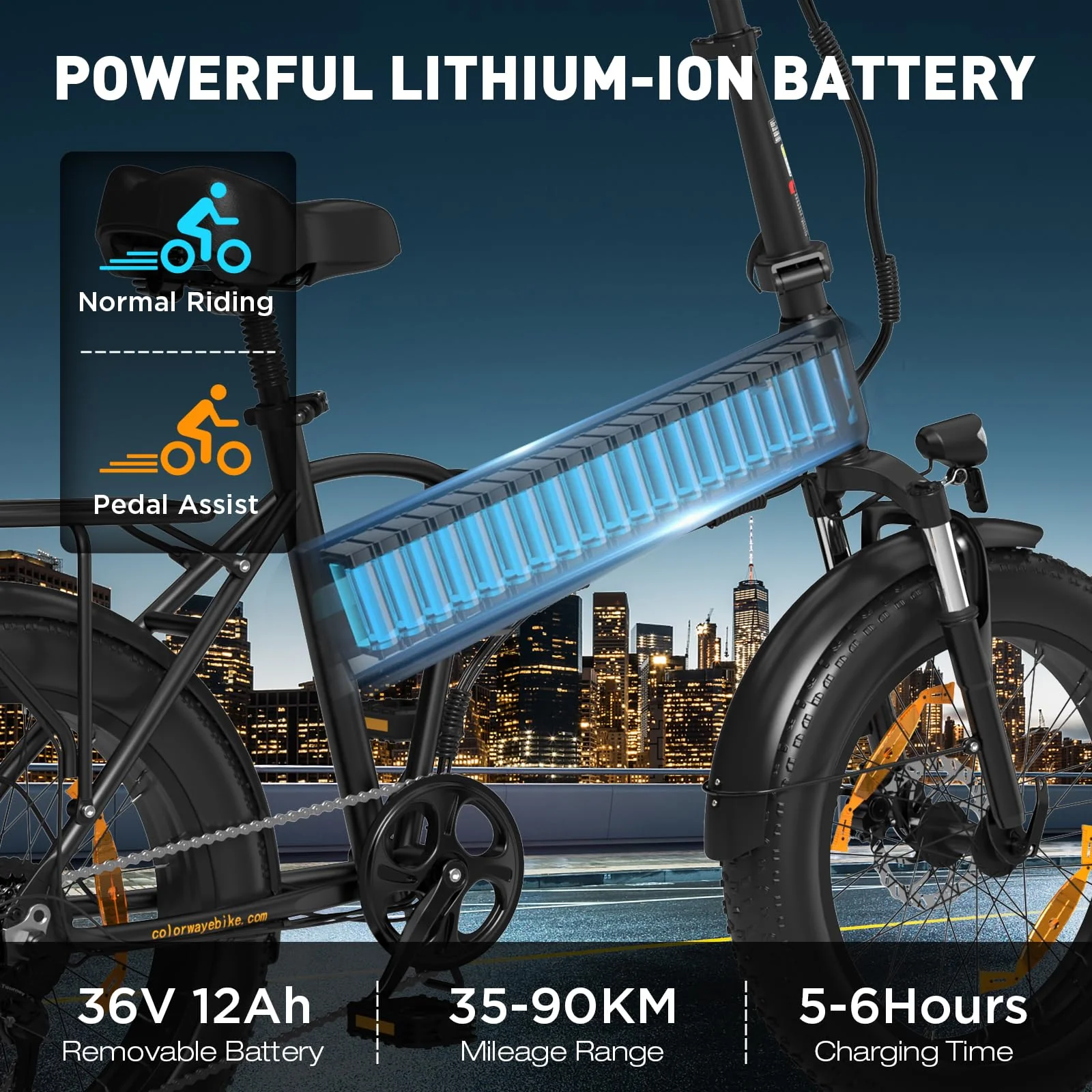 COLORWAY BK10 Elektrofahrrad Klappfahrrad 20×4.0 Zoll Breitreifen Fatbike, 250W Motor, 36V 12Ah Akku,7-Gang, Pedelec Klapprad für Damen Herren, Faltbares E-Bike für Stadt & Gelände - Image 6