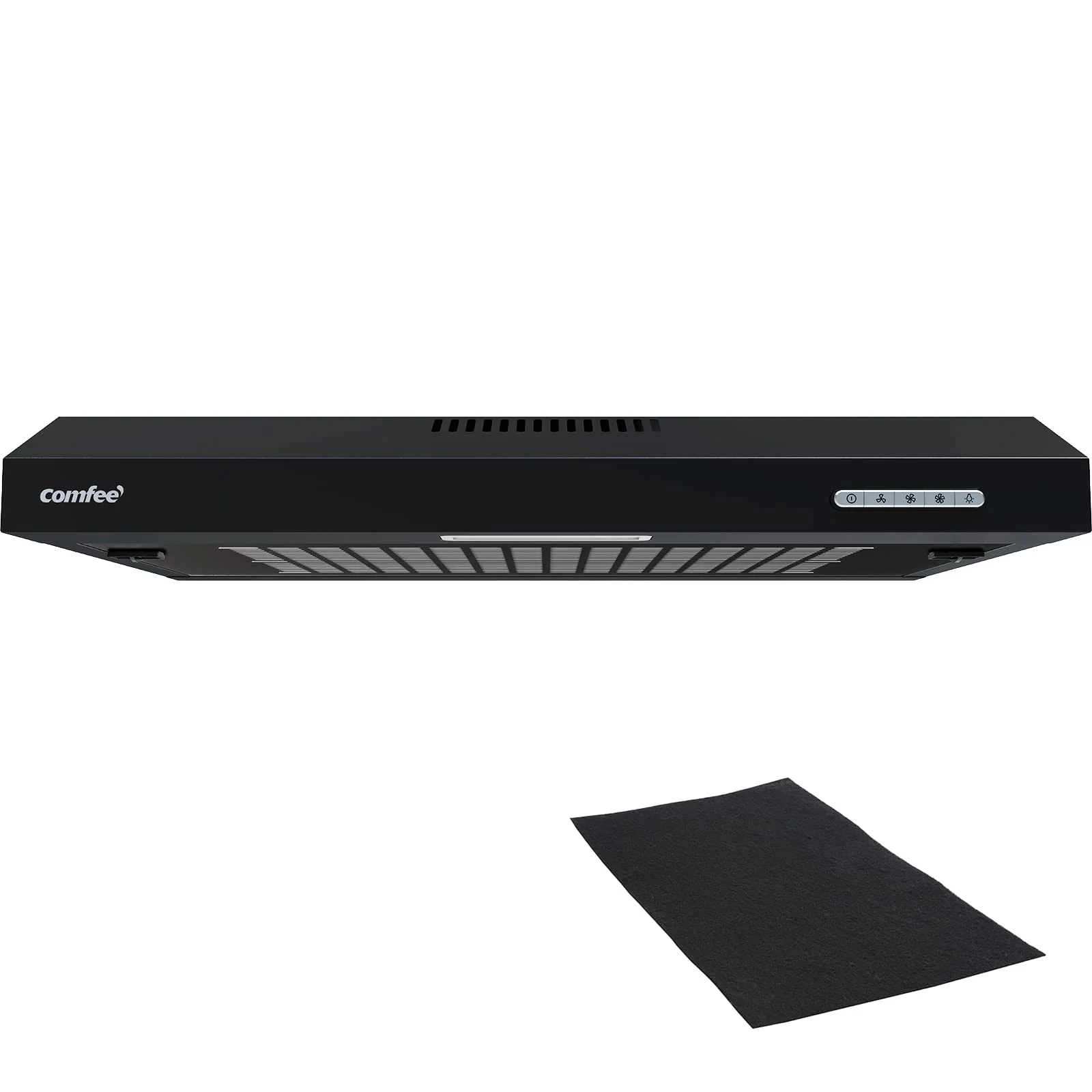 COMFEE' CHU 3.6F17BB 60cm Unterbauhauben Dunstabzugshaube Unterbau mit Edelstahl, abnehmbarem Aluminiumfilter, 200m³/h Luftstrom, 2 Stufen, 1 LED-Licht, Schwarz - Image 6