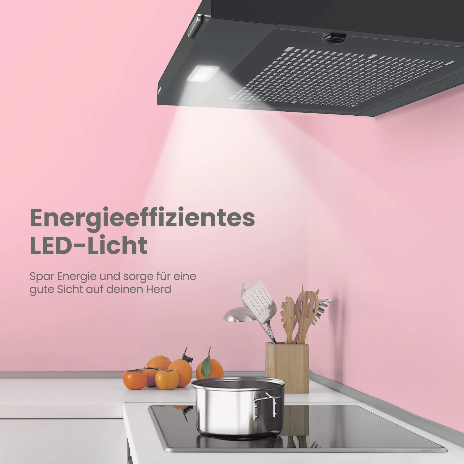 COMFEE' CHU 3.6F17BB 60cm Unterbauhauben Dunstabzugshaube Unterbau mit Edelstahl, abnehmbarem Aluminiumfilter, 200m³/h Luftstrom, 2 Stufen, 1 LED-Licht, Schwarz - Image 10