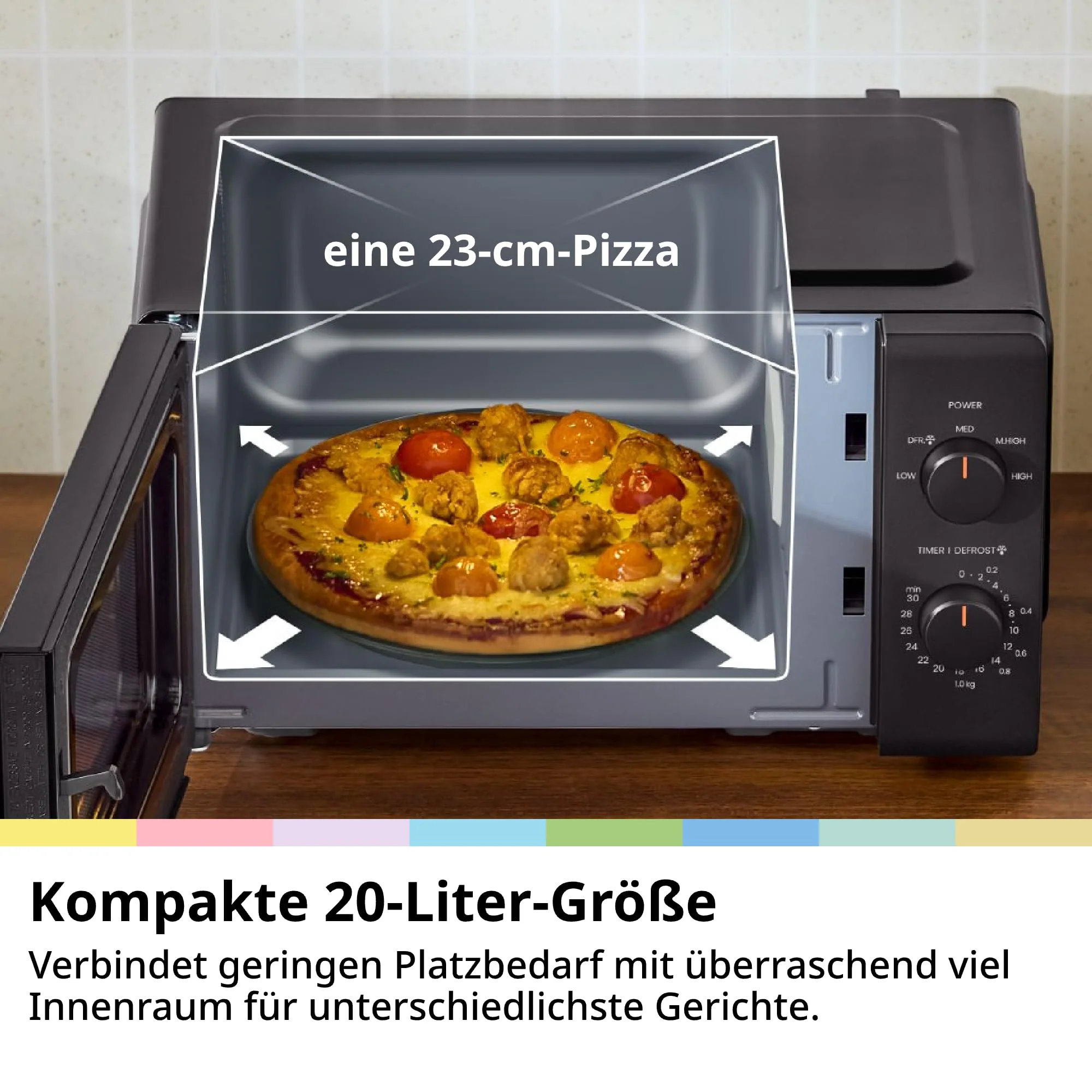 Comfee CMO-MP012ND(BK) Mikrowelle, 20L kompakt in Schwarz, 700W Mikrowelle klein mit 5 Leistungsstufen, Drehteller, Auftaufunktion für Singles, Studentenwohnheim & kleine Küchen - Image 2