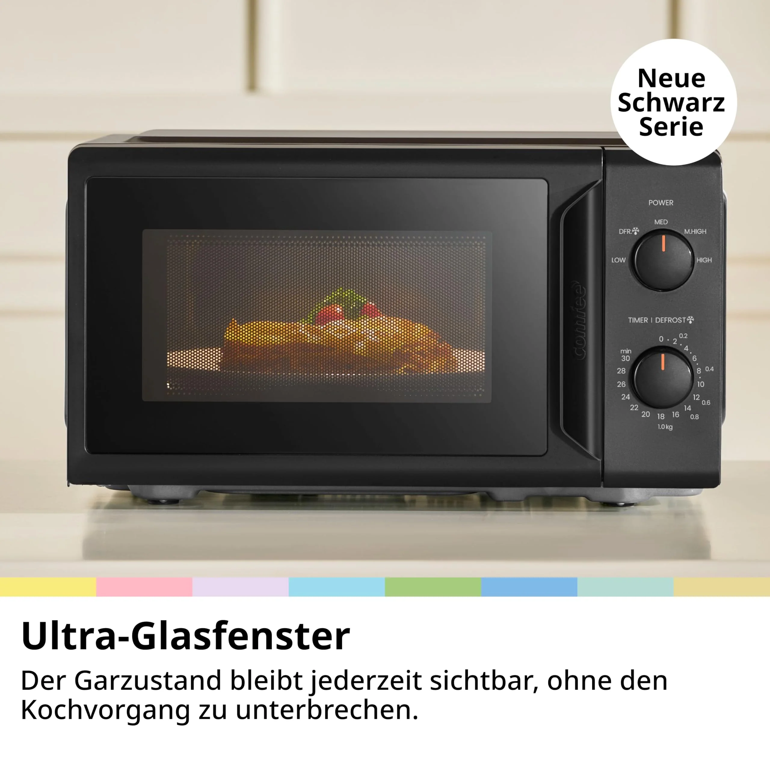 Comfee CMO-MP012ND(BK) Mikrowelle, 20L kompakt in Schwarz, 700W Mikrowelle klein mit 5 Leistungsstufen, Drehteller, Auftaufunktion für Singles, Studentenwohnheim & kleine Küchen - Image 5
