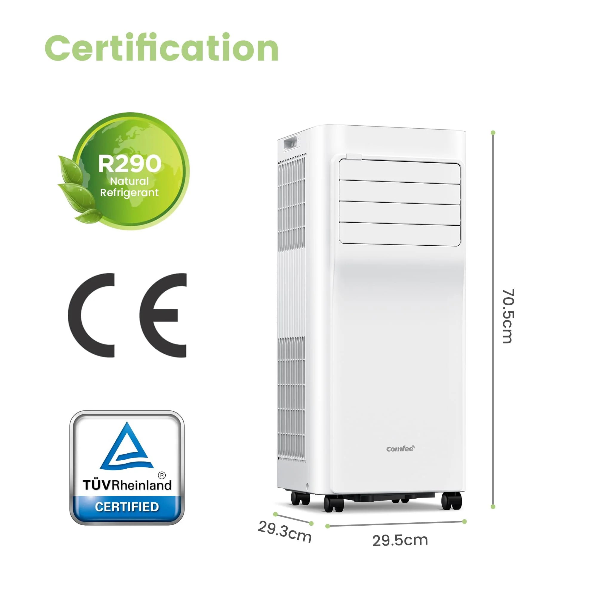 Comfee Mobiles Klimagerät Breezy Cool Pro 2.0,7000 BTU 2,0kW, Kühlen&Ventilieren&Entfeuchten,APP-Steuerung,Raumgröße bis 68m³(25㎡),Mobile Klimaanlage mit Abluftschlauch, - Image 10
