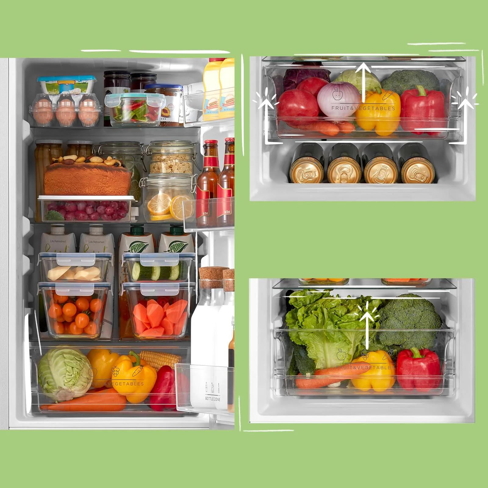 Comfee RCB169WH2(E) Kühl-/Gefrierkombination/150 cm Höhe/Low Frost/Einstellbare Kühlschranktemperatur/LED-Licht/195 kWh/Jahr/115L Kühlteil/59L Gefrierteil/Weiß - Image 7