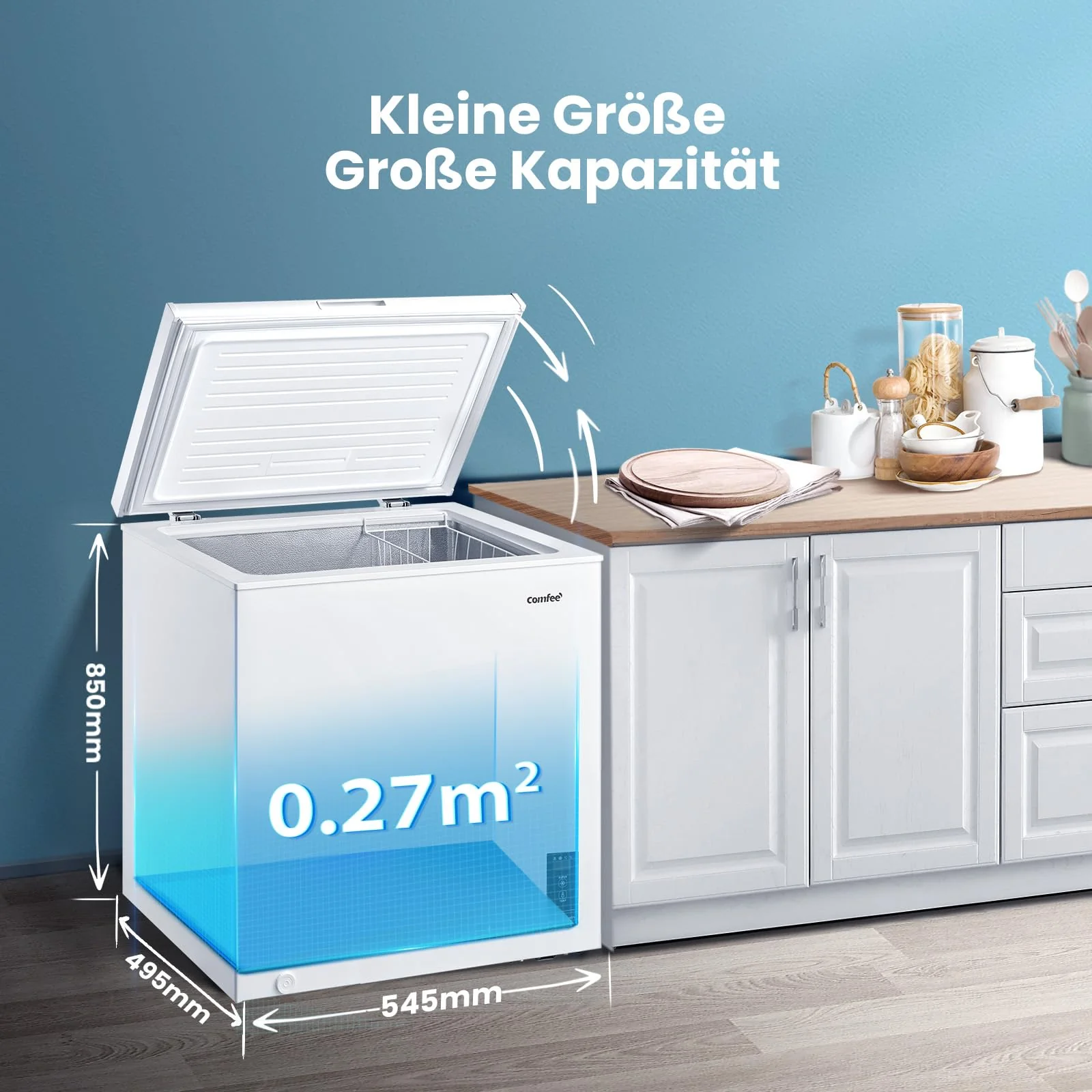 Comfee RCC100WH2(E) Gefriertruhe/169 kWh/Jahr/85cm hoch/99L/38dB/Geringe Lautstärke/Hoch effizientesD-förmigesRohr/Geeignet für verschiedene Einsatzszenarien/Einstellbarer Temperaturregler/Weiß - Image 3