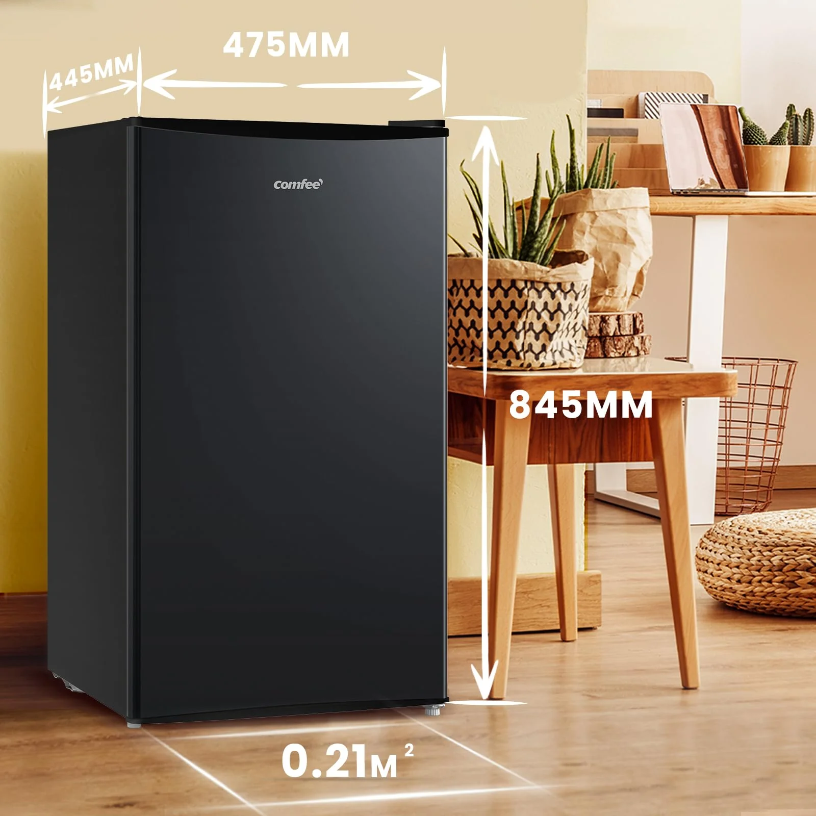 Comfee' RCD115DK2 Kühlschrank mit Gefrierfach/ 80L Tischkühlschrank/Obst- und Gemüsefach/ 84,5cm Höhe / 47,5cm Breite / 137kWh/Jahr/Einstellbare Temperaturregelung/Verstellbare Füße/Schwarz - Image 11