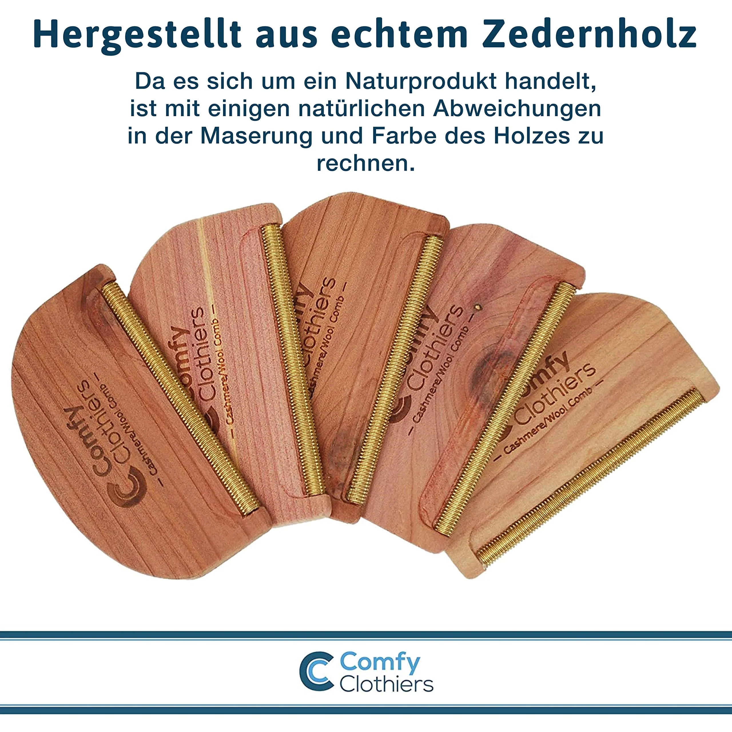 Comfy Clothiers Kamm aus Zedernholz, Kaschmir und feiner Wolle zum Enthaaren von Pullovern und Kleidung – entfernt Pillen, Fusseln und Flusen von Kleidungsstücken - Image 3