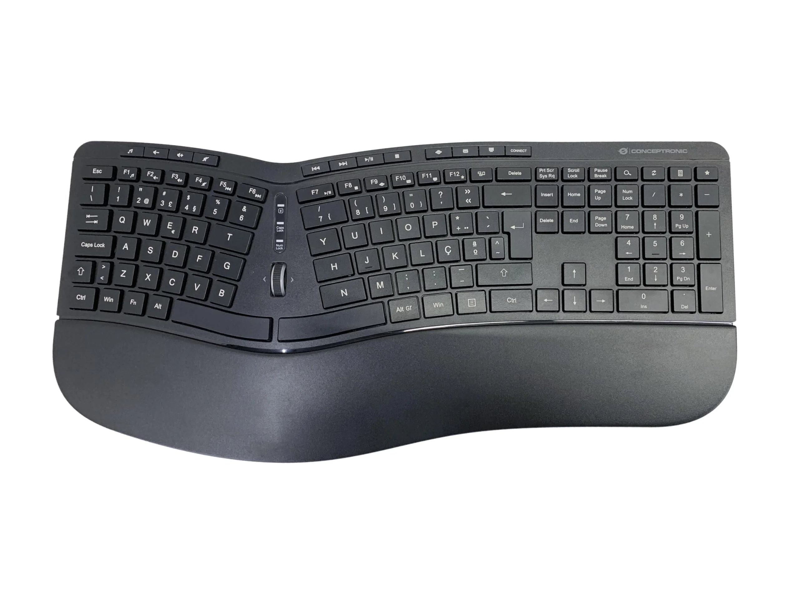 Conceptronic ORAZIO02PT Ergo Kabelloses Set aus ergonomischer Tastatur und vertikaler Maus, portugiesisches Layout, Schwarz - Image 3