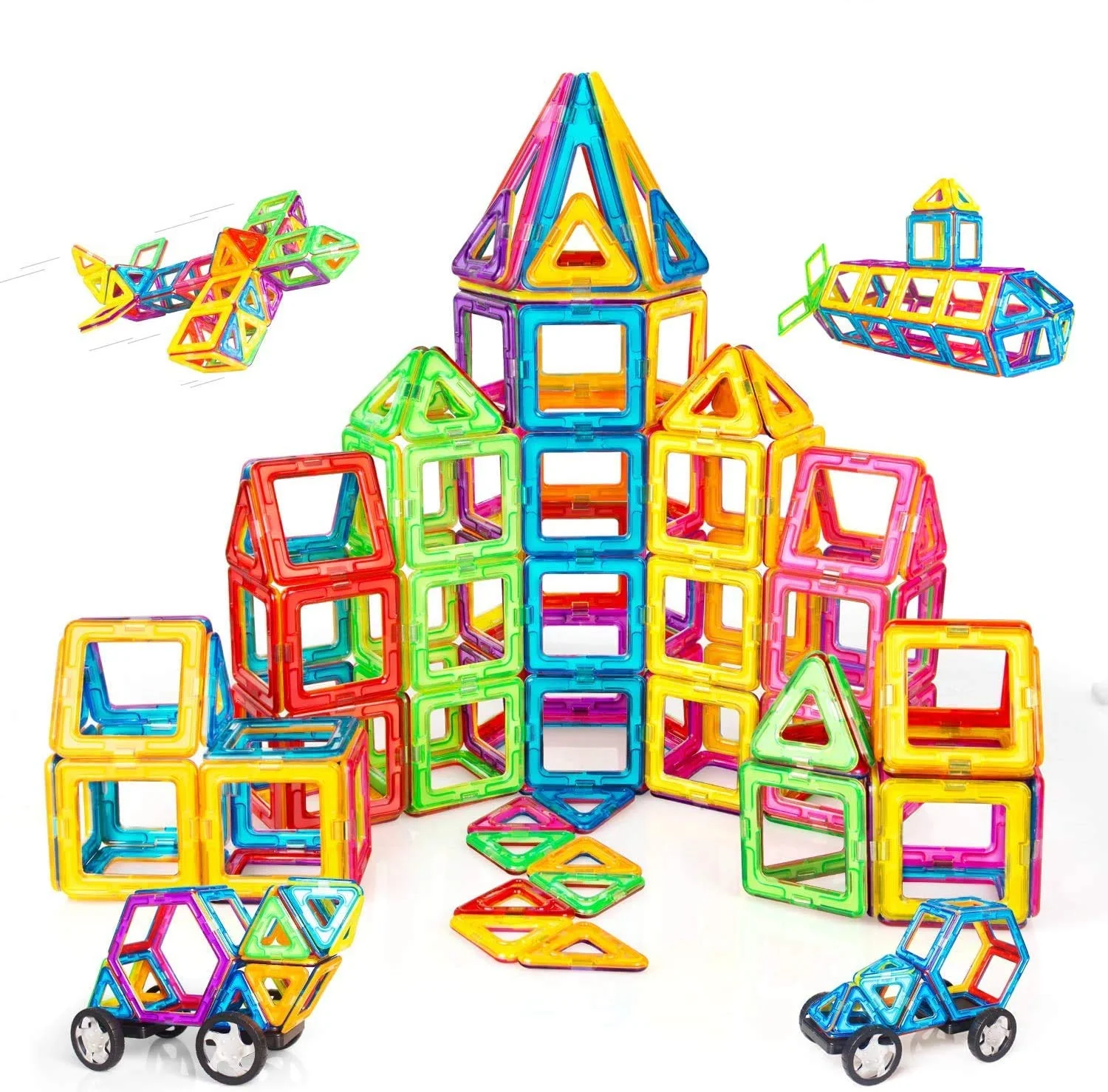 CONDIS Magnetische Bausteine 120 Teile, Magnetspielzeug Magneten Kinder Magnetbausteine Magnet Spielzeug Magnetspiele für Geschenk ab 3 4 5 6 7 8 Jahre Junge Mädchen Bauklötze Kinderspielzeug
