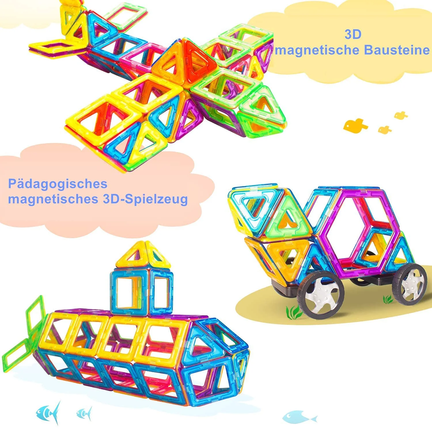 CONDIS Magnetische Bausteine 120 Teile, Magnetspielzeug Magneten Kinder Magnetbausteine Magnet Spielzeug Magnetspiele für Geschenk ab 3 4 5 6 7 8 Jahre Junge Mädchen Bauklötze Kinderspielzeug - Image 4