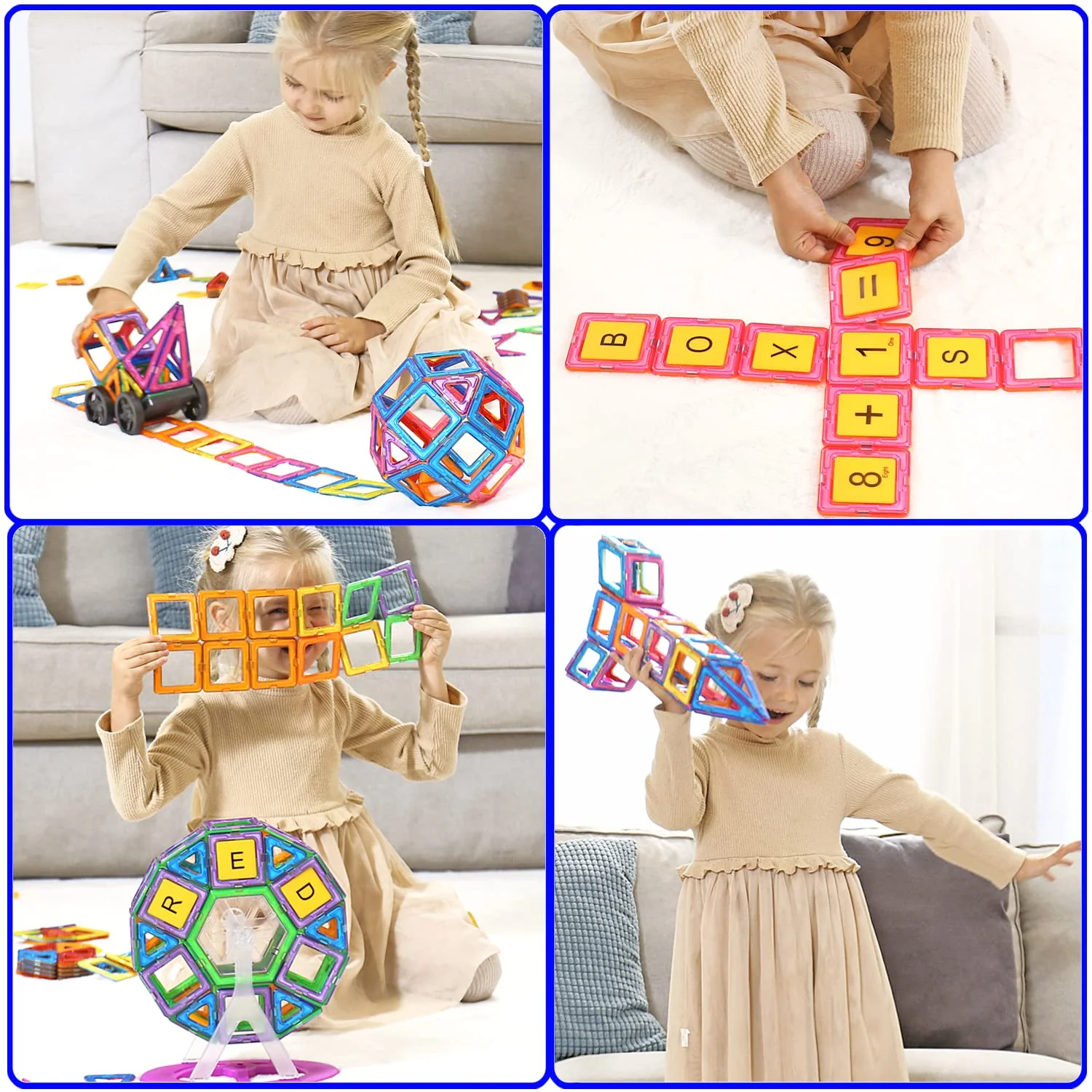 CONDIS Magnetische Bausteine 120 Teile, Magnetspielzeug Magneten Kinder Magnetbausteine Magnet Spielzeug Magnetspiele für Geschenk ab 3 4 5 6 7 8 Jahre Junge Mädchen Bauklötze Kinderspielzeug - Image 8