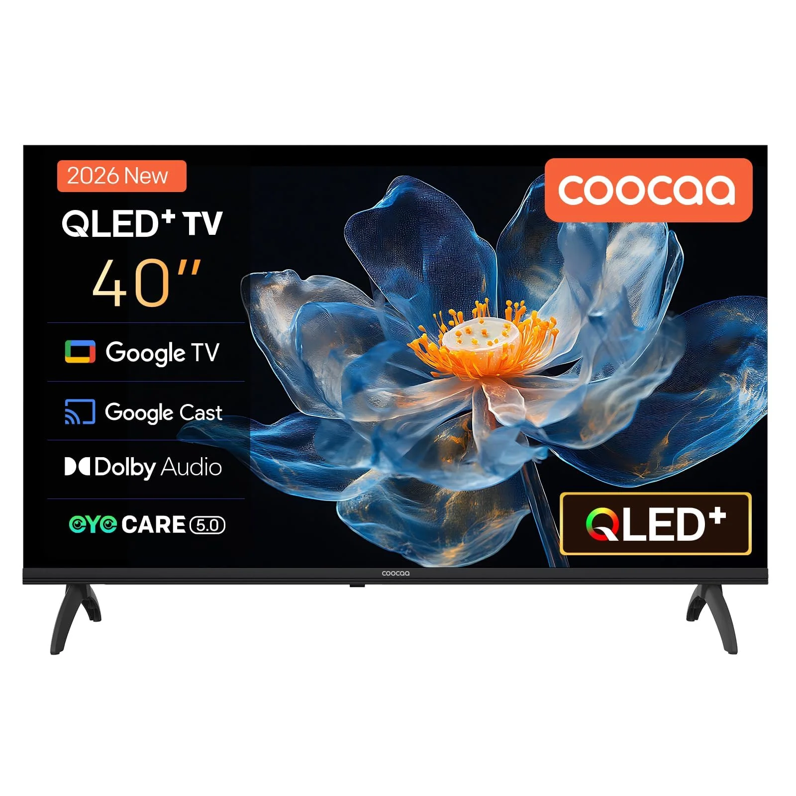 coocaa QLED Smart TV 40 Zoll, 100cm, QLED FHD Fernseher kompatibel mit Google TV, HDR 10, Dolby Audio, Bluetooth 5.1, EyeCare, Google Cast, Triple Tuner DVB-T/-T2/-C/-S/-S2 CI+, 40CGQG40Z, 2026 Model