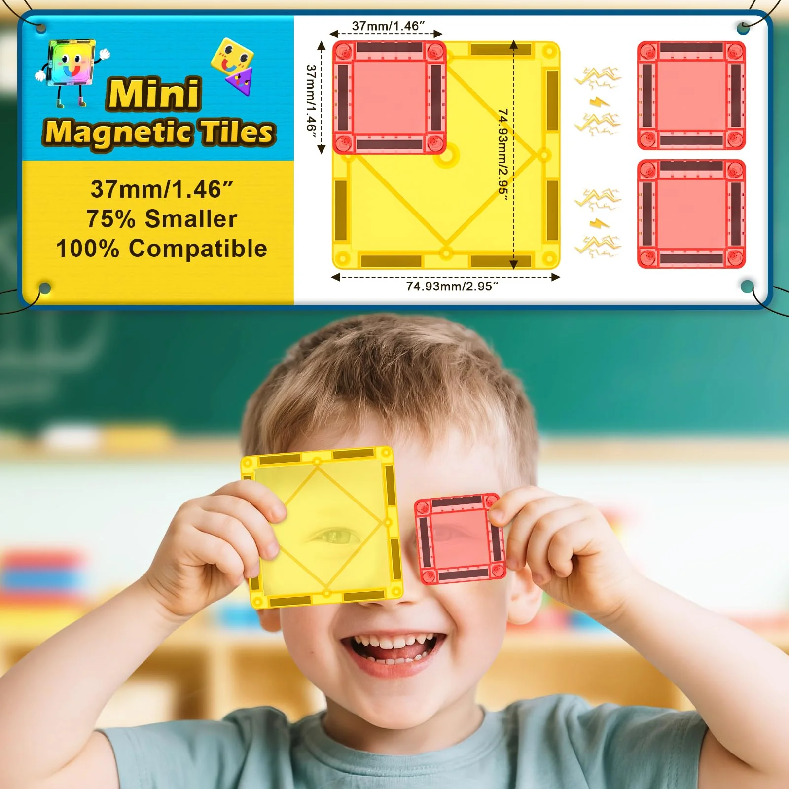 Coodoo Magnetische Bausteine für Kinder,STEM-Magnetblöcke,Sensorisches Spielzeug,Kleinkindspielzeug,Bauspielzeug,Mini-Magnetbausteine für den Unterricht Geschenk Jungen und Mädchen ab 3 Jahren - Image 5
