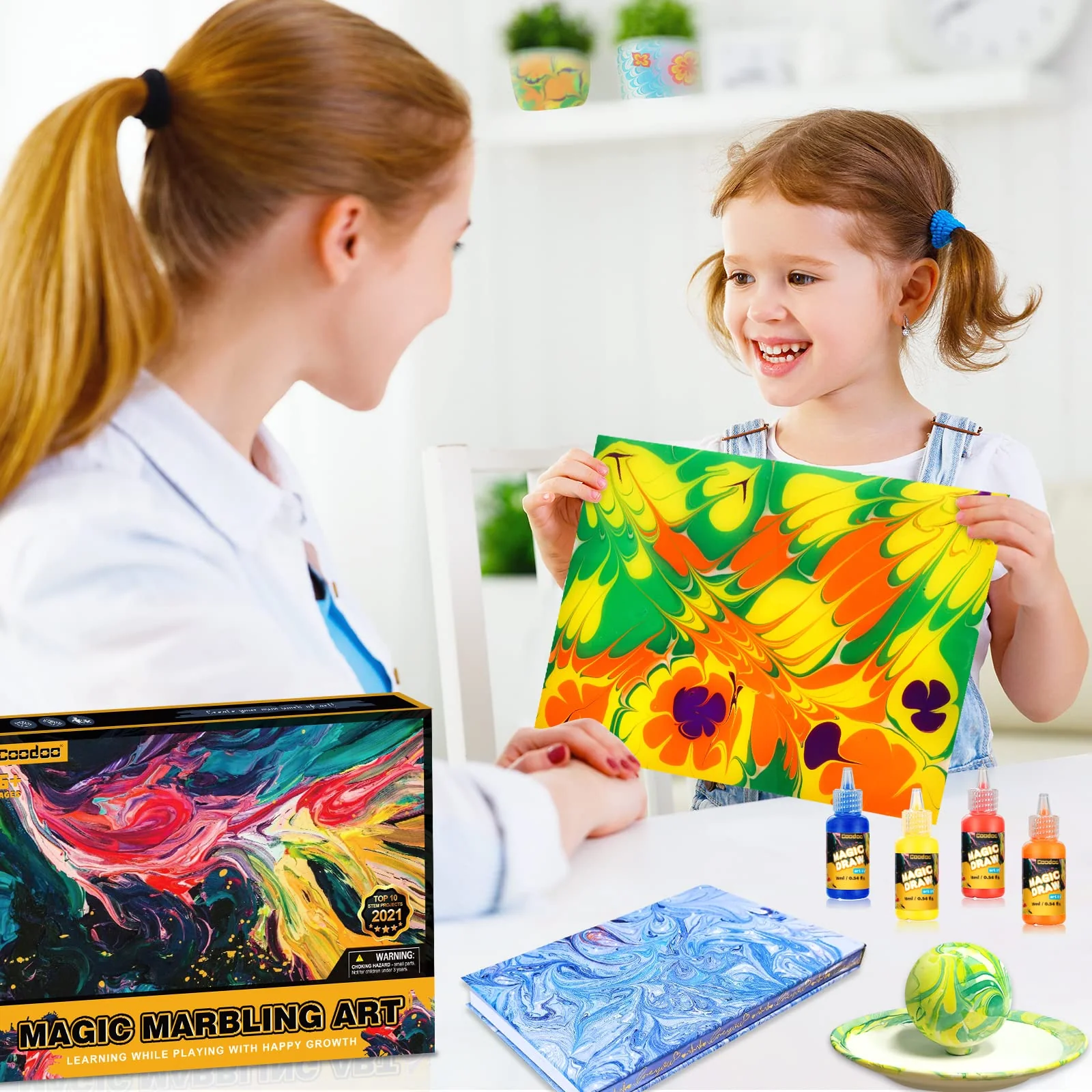 Coodoo Wassermarmorierungsfarbe für Kinder – Kunsthandwerk für Mädchen und Jungen, Bastelsets, ideale Geschenke für Kinder im Alter von 6+ bis 8–12 Jahren - Image 3