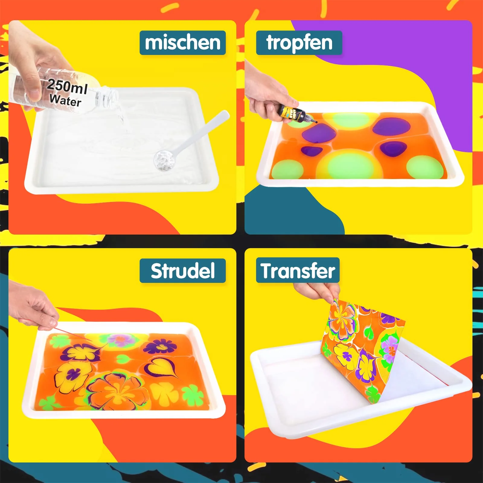 Coodoo Wassermarmorierungsfarbe für Kinder – Kunsthandwerk für Mädchen und Jungen, Bastelsets, ideale Geschenke für Kinder im Alter von 6+ bis 8–12 Jahren - Image 5