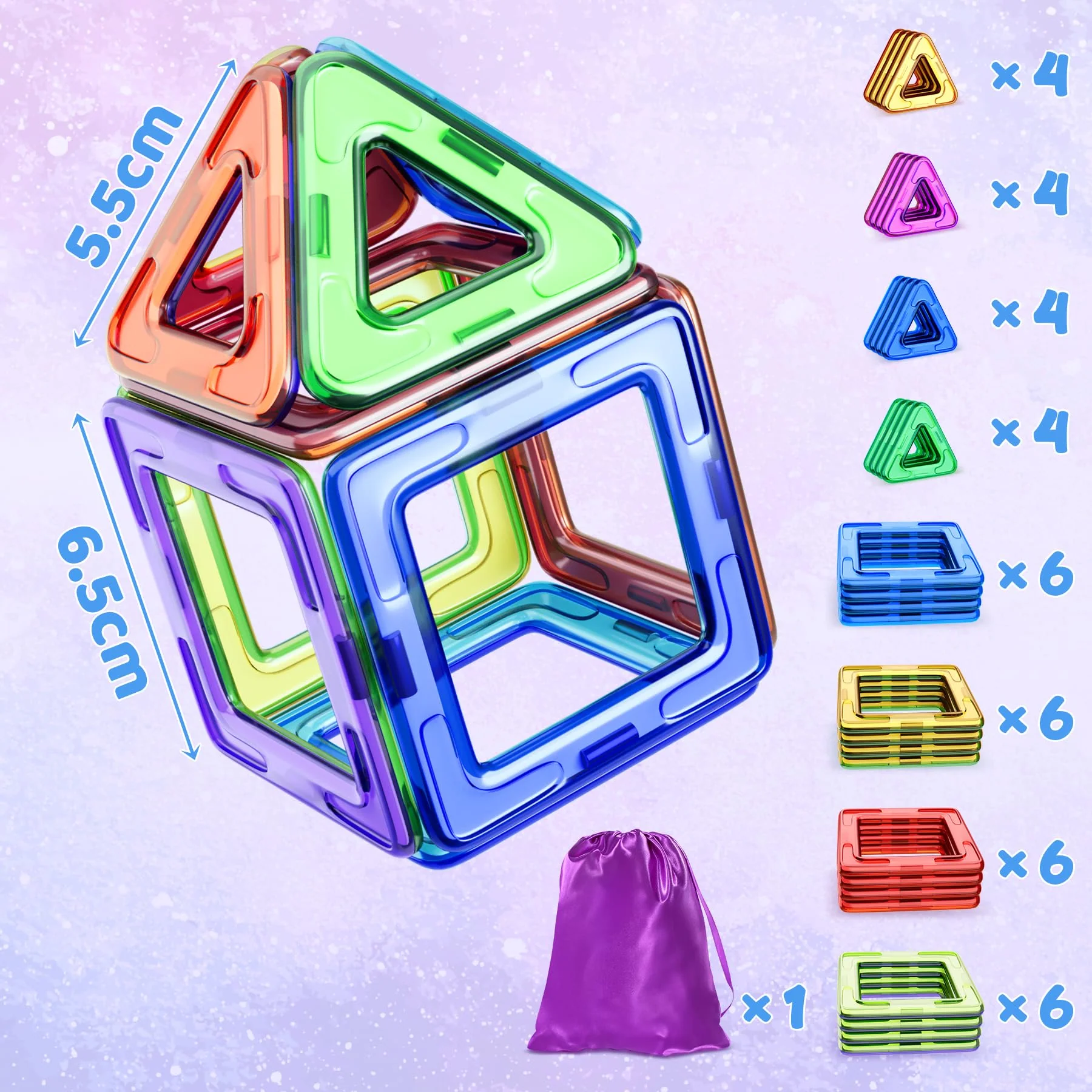 COOLJOY Magnetische Bausteine, 40 Teile Magnetbausteine Magnete Kinder, Magnetspielzeug Tiles, Magnet bausteine für Spielzeug ab 3 4 5 Jahre Kinder Jungen und Mädchen Halloween und Christmas Geschenk - Image 3