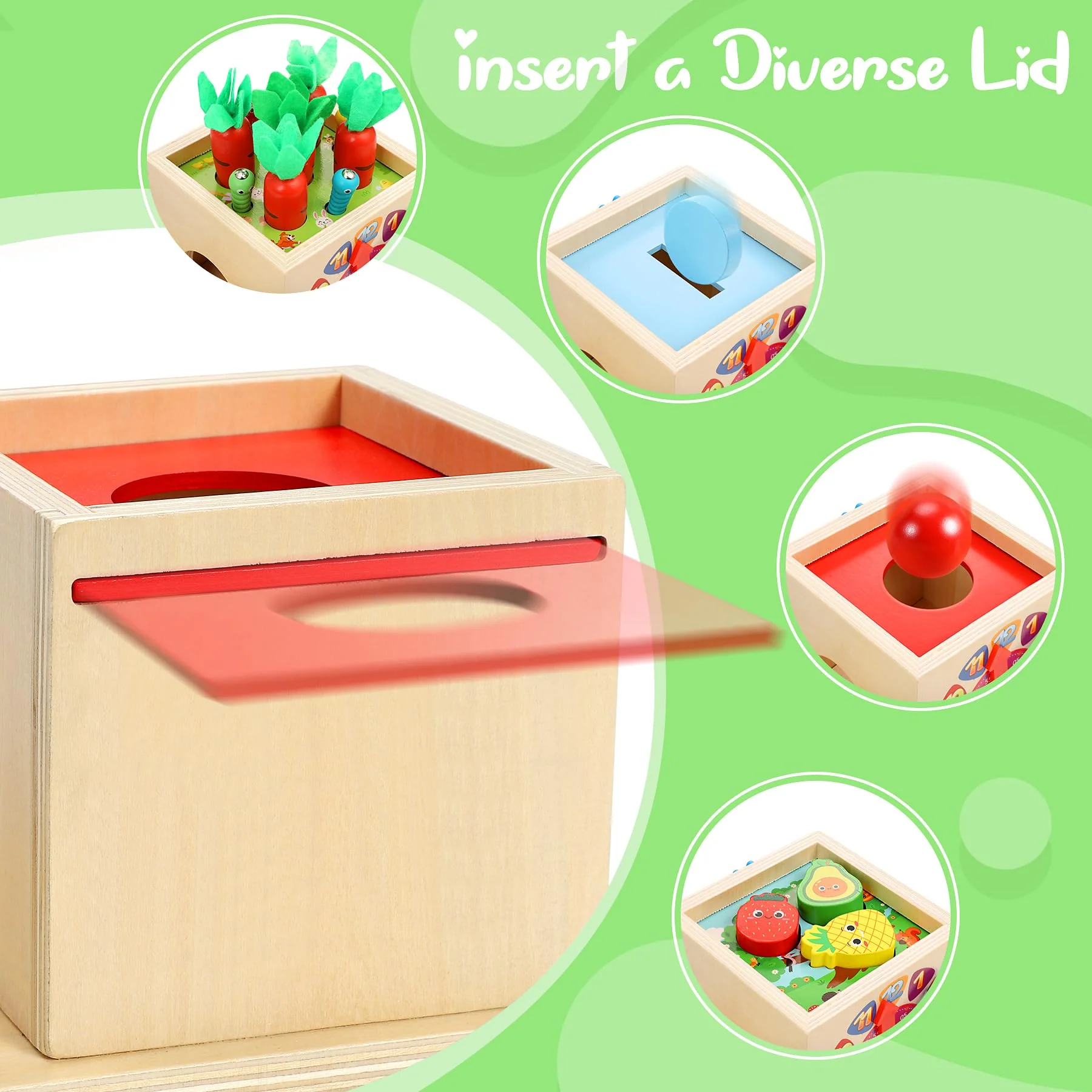 COOLJOY Montessori Spielzeug Ab 1 Jahr | Holzspielzeug Motorikspielzeug Ab 1 Jahr | 8-IN-1 STEM Geschenk Für Jungen Und Mädchen 2 3 4 Jahren - Image 5