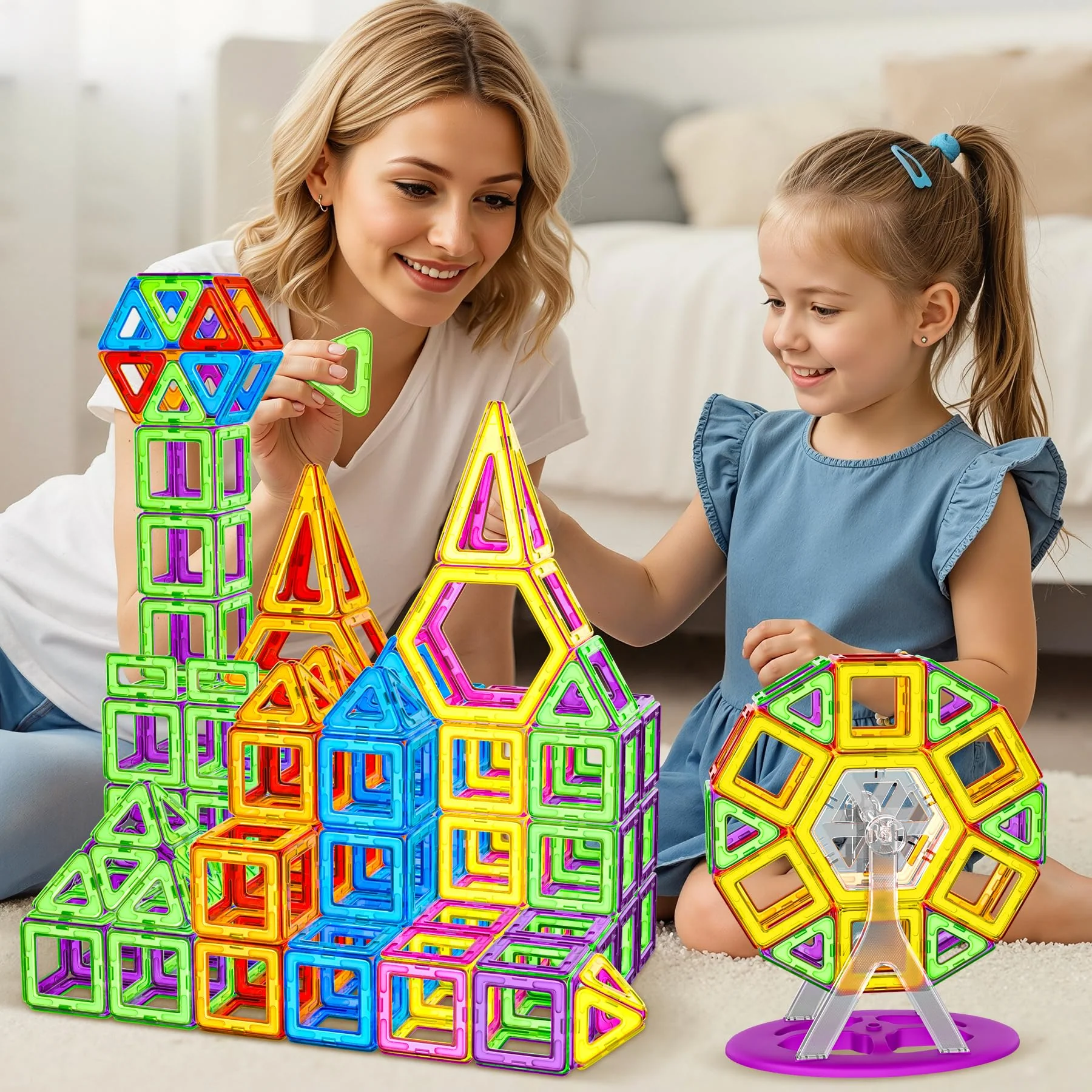 COOLJOYA Magnetische Bausteine 120 Teile Konstruktion, Magnetbausteine Magnetspielzeug Magnete Kinder, Magnetbausteine Kinder Magnetspiel für Geschenk ab 3 4 5 6 7 8 Jahre Junge Mädchen - Image 2