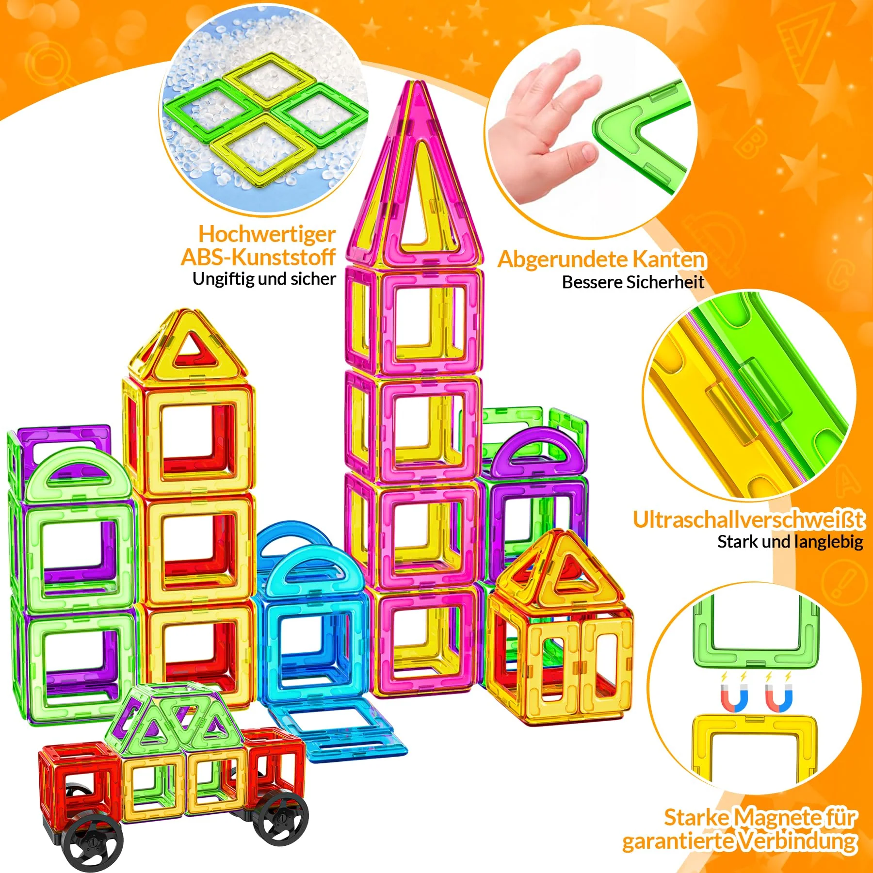COOLJOYA Magnetische Bausteine 120 Teile Konstruktion, Magnetbausteine Magnetspielzeug Magnete Kinder, Magnetbausteine Kinder Magnetspiel für Geschenk ab 3 4 5 6 7 8 Jahre Junge Mädchen - Image 5