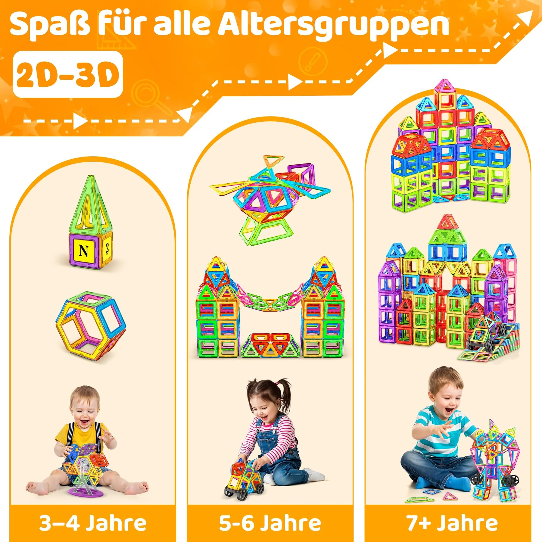 COOLJOYA Magnetische Bausteine 120 Teile Konstruktion, Magnetbausteine Magnetspielzeug Magnete Kinder, Magnetbausteine Kinder Magnetspiel für Geschenk ab 3 4 5 6 7 8 Jahre Junge Mädchen - Image 7