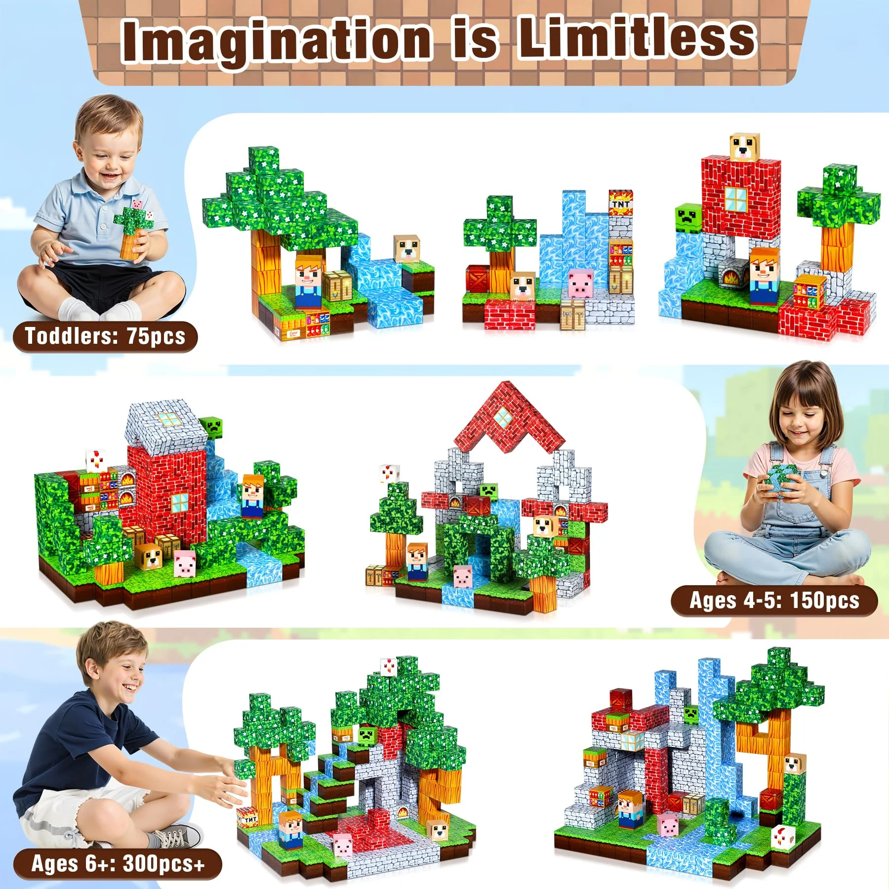 COOLJOYA Magnetische Bausteine, 150 Teile Magnetbausteine Magnetspielzeug, Magnetisches Bausteine Blöcke für Kinder ab 3 4 5 6 7 8 9, Magnetspiel Kinderspielzeug für Jungen und Mädchen - Image 6