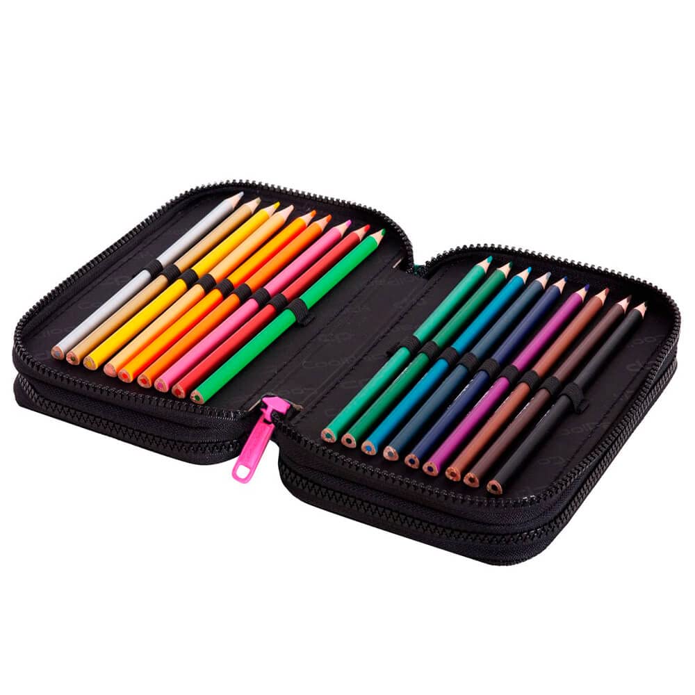 CoolPack 3-Fach Mäppchen Federmappe Federtasche XXL Federtasche Federmappe 3-Fach Schulstiftetui, dreifaches Federmäppchen 44-teilig gefüllte Schüleretui 3-stöckig Motiv: Galaxy,Sterne,Schwarz,E67589 - Image 3