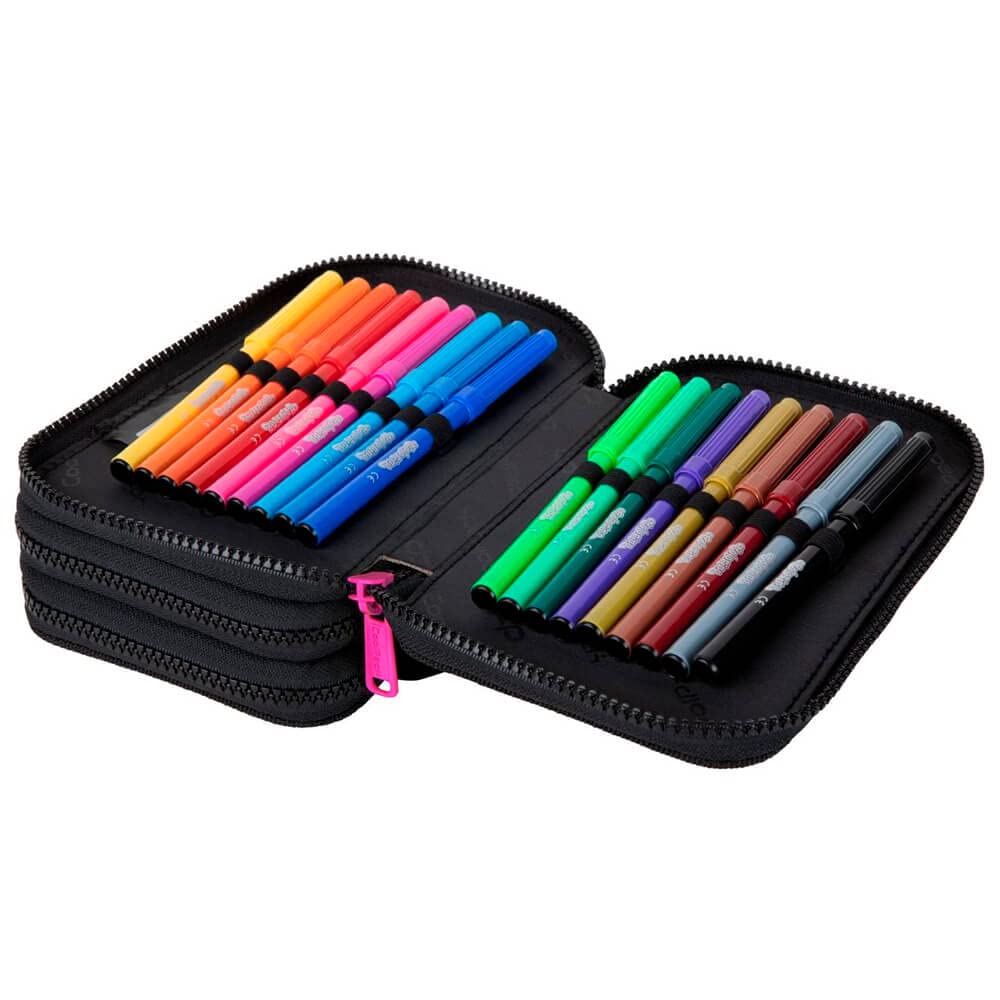 CoolPack 3-Fach Mäppchen Federmappe Federtasche XXL Federtasche Federmappe 3-Fach Schulstiftetui, dreifaches Federmäppchen 44-teilig gefüllte Schüleretui 3-stöckig Motiv: Galaxy,Sterne,Schwarz,E67589 - Image 4