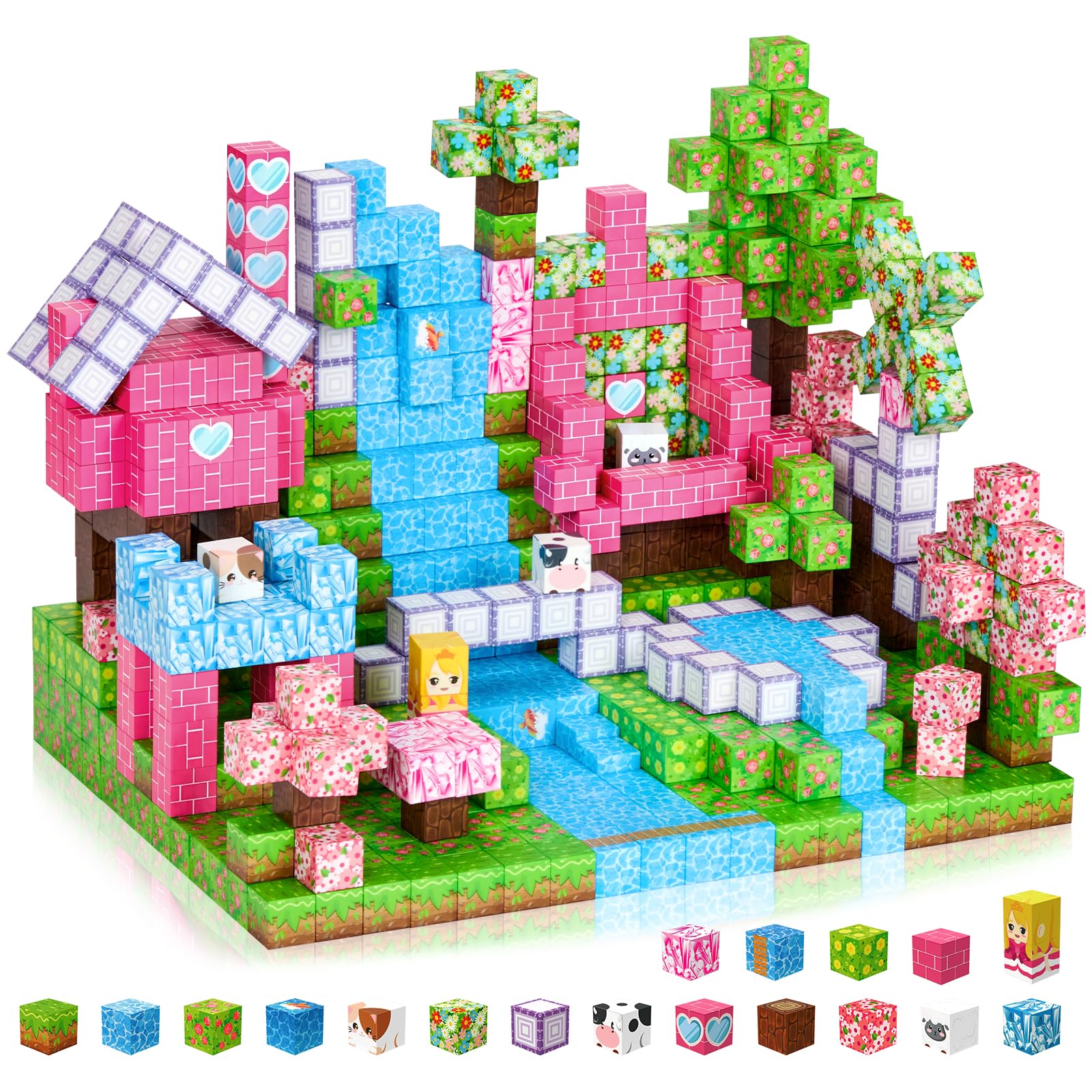 Coolzon Magnetische Bausteine Blöcke 154 Stück, Magnetbausteine Build Mine Magnete Welt Set,Montessori Spielzeug & Knobelspiele, Magnetisches Spielzeug für Jungen und Mädchen ab 3 4 5 6 7 8 9 Jahre