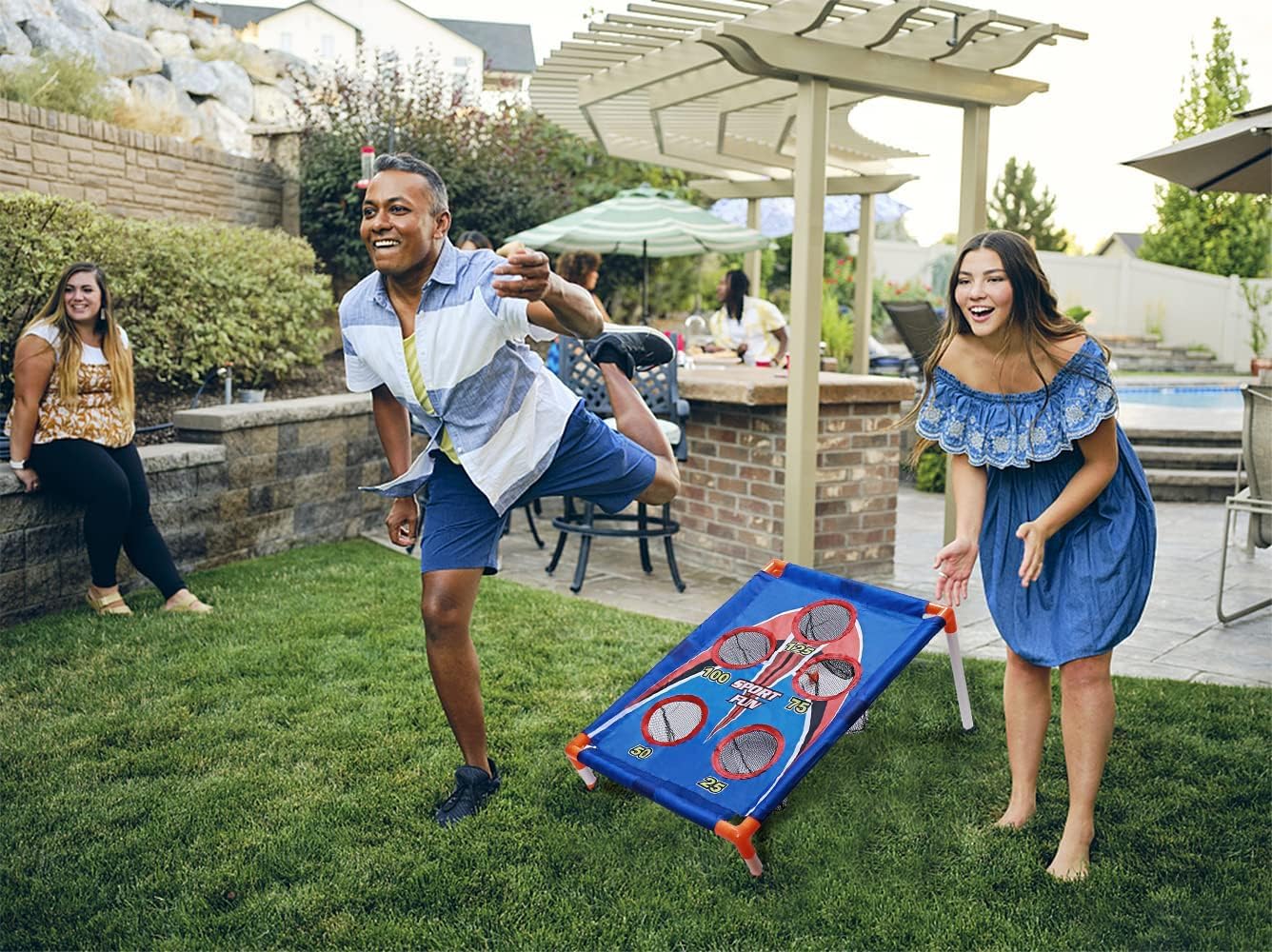 Cornhole Spiel Wurfspiel Game Set mit 6 Sitzsäcken und 3 Kugeln, Sitzsackwurf Draußen Garten Spielzeug, Tragbares 5-Loch Cornhole Board Spielzeug Für Familien Kinder Outdoor Aktivitäten - Image 4