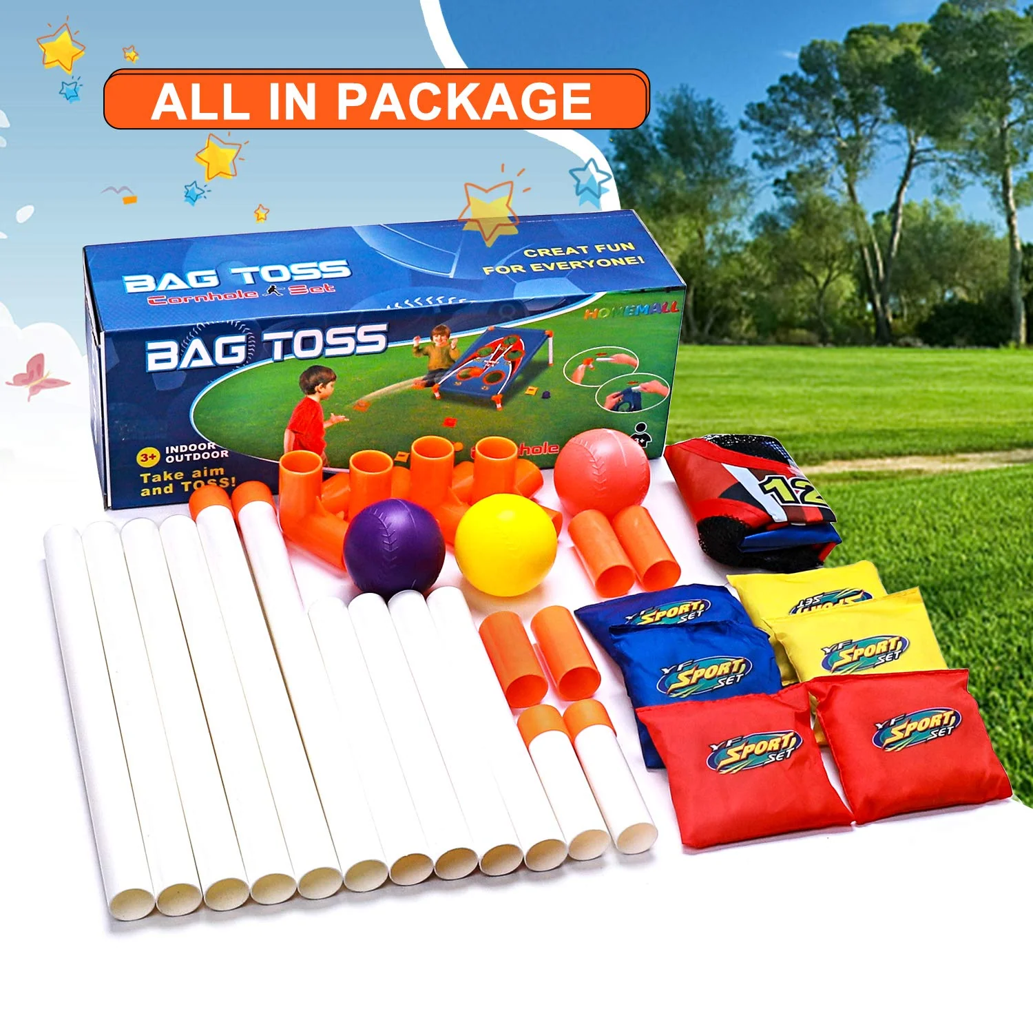 Cornhole Spiel Wurfspiel Game Set mit 6 Sitzsäcken und 3 Kugeln, Sitzsackwurf Draußen Garten Spielzeug, Tragbares 5-Loch Cornhole Board Spielzeug Für Familien Kinder Outdoor Aktivitäten - Image 5