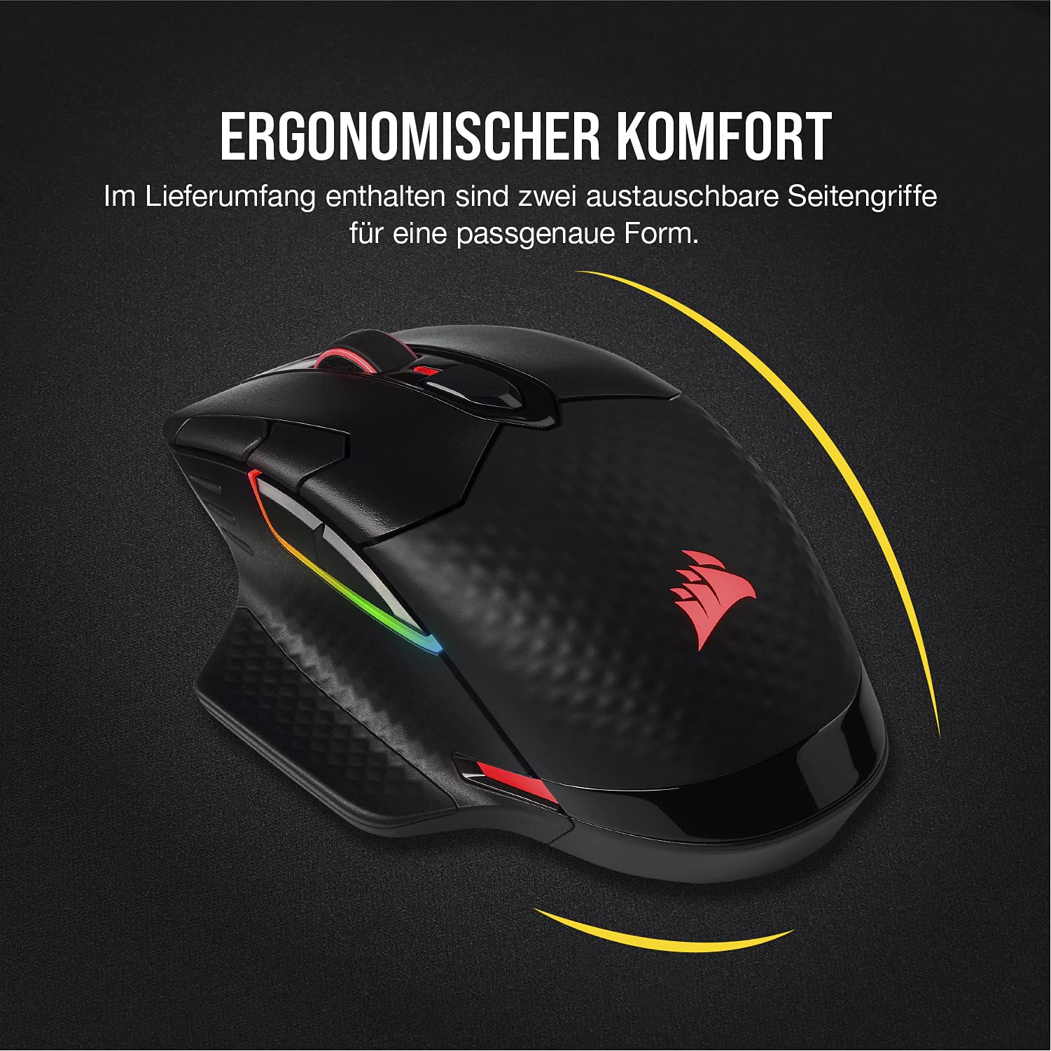 CORSAIR DARK CORE RGB PRO SE Wireless FPS/MOBA Gaming Maus Mit Qi Wireless Charging - 18.000 DPI - 8 Programmierbare Tasten - Sub-1ms - iCUE Kompatibel - PC, Mac, PS5, PS4, Xbox - Schwarz - Image 3