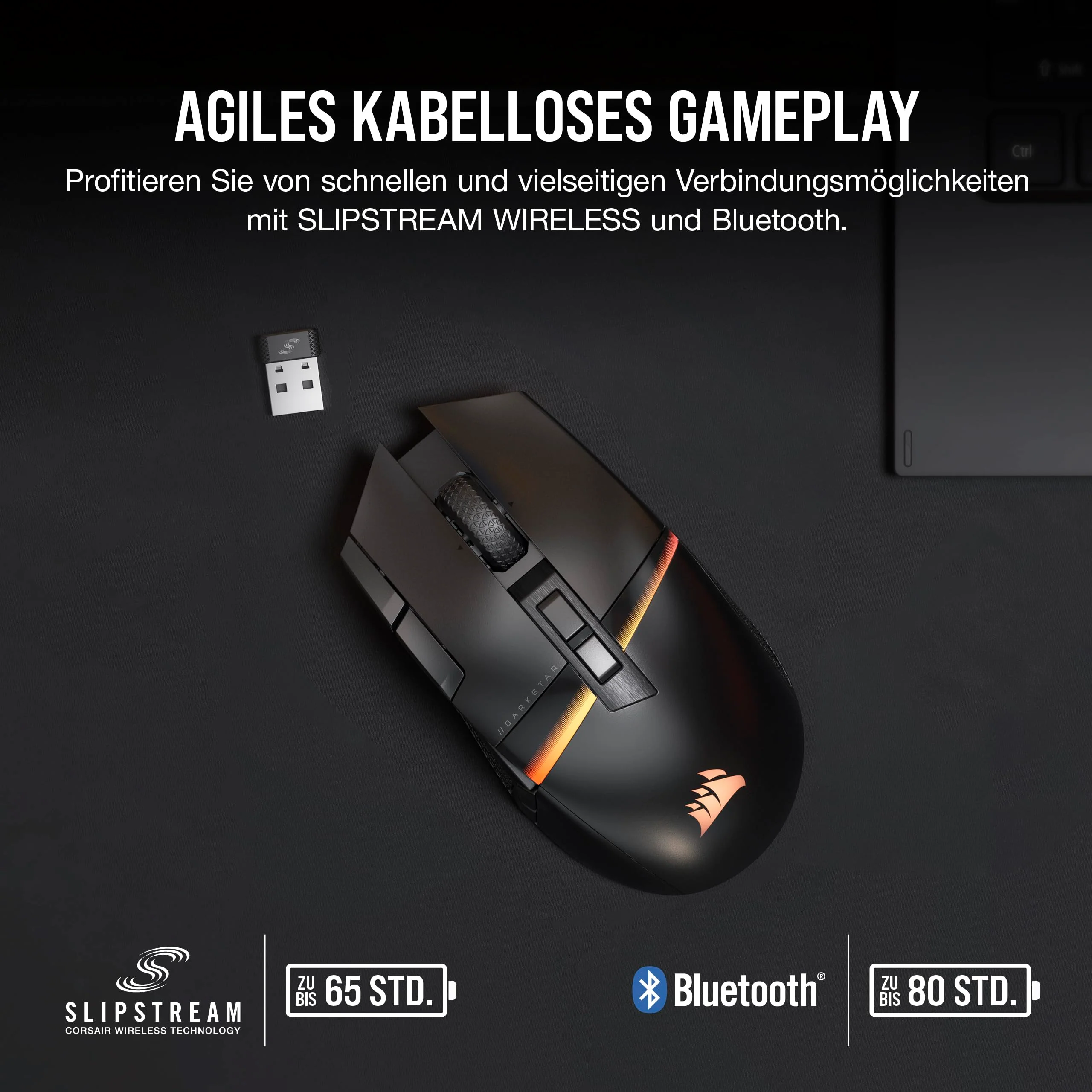 CORSAIR DARKSTAR RGB WIRELESS MMO Gaming Mouse - 26.000 DPI - 15 Programmierbare Tasten - Bis zu 80 Stunden Akkulaufzeit - iCUE-Kompatibel - PC, PS5, PS4, Xbox - Schwarz - Image 4