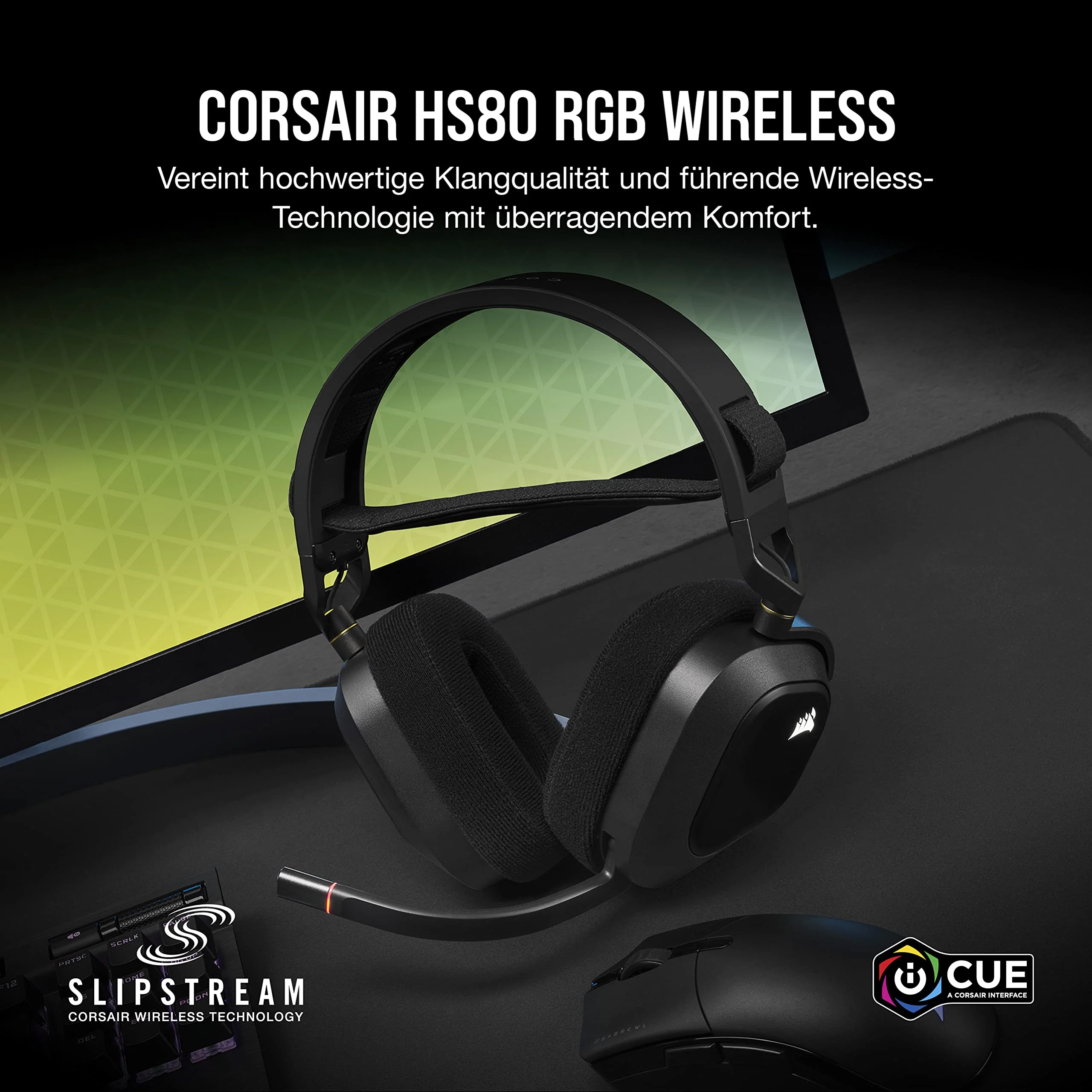 CORSAIR HS80 RGB WIRELESS Multiplattform-Gaming-Headset - Dolby Atmos - Omnidirektionales Mikrofon - iCUE-Kompatibel - PC, Mac, PS5, PS4 - Carbon, Farbe Schwarz - Image 3