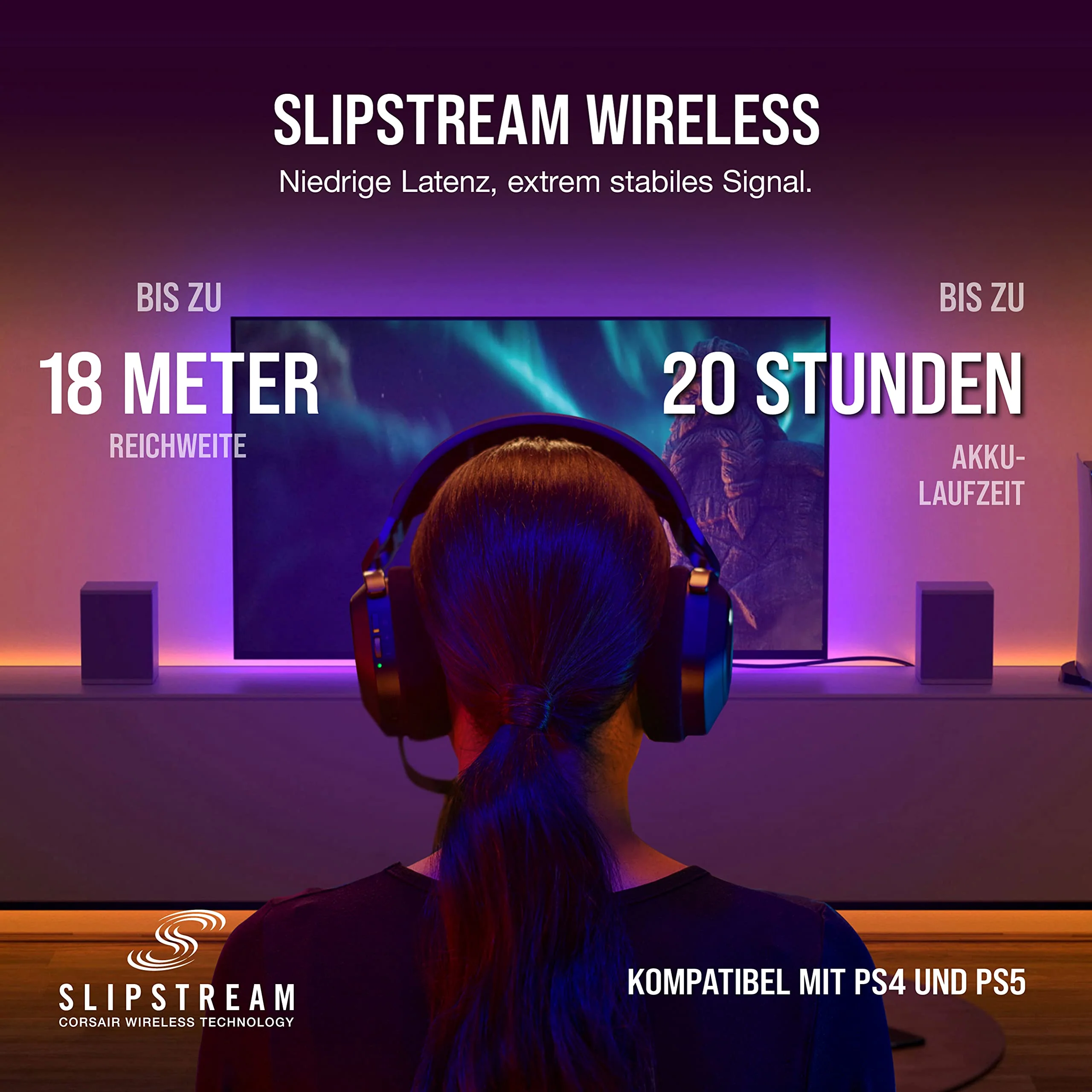 CORSAIR HS80 RGB WIRELESS Multiplattform-Gaming-Headset - Dolby Atmos - Omnidirektionales Mikrofon - iCUE-Kompatibel - PC, Mac, PS5, PS4 - Carbon, Farbe Schwarz - Image 7