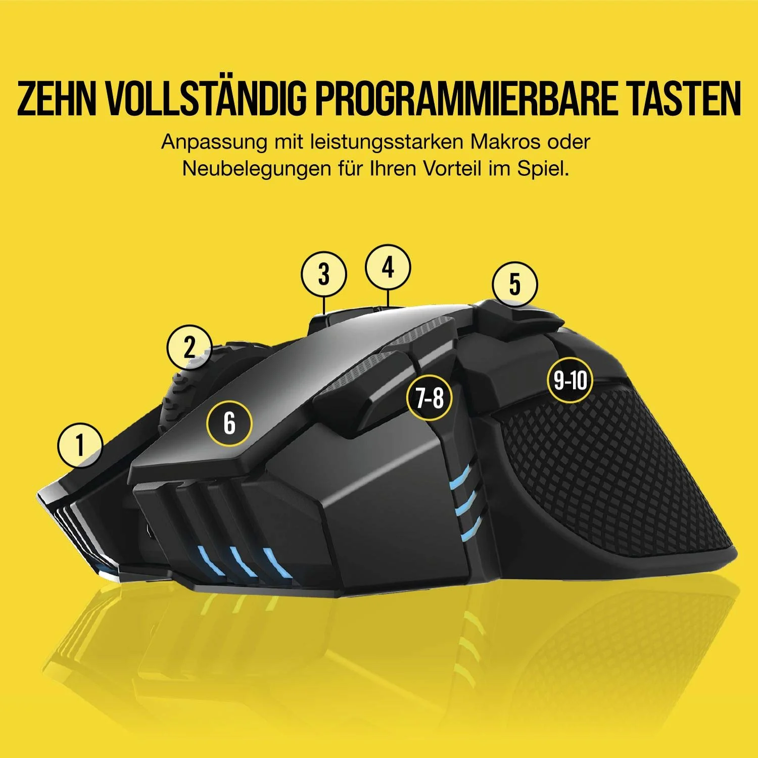 CORSAIR IRONCLAW RGB WIRELESS FPS/MOBA Gaming Mouse - 18.000 DPI - 10 Programmierbare Tasten - Für Große Hände Geeignet - iCUE-Kompatibel - PC, Mac, PS5, PS4, Xbox - Schwarz - Image 4