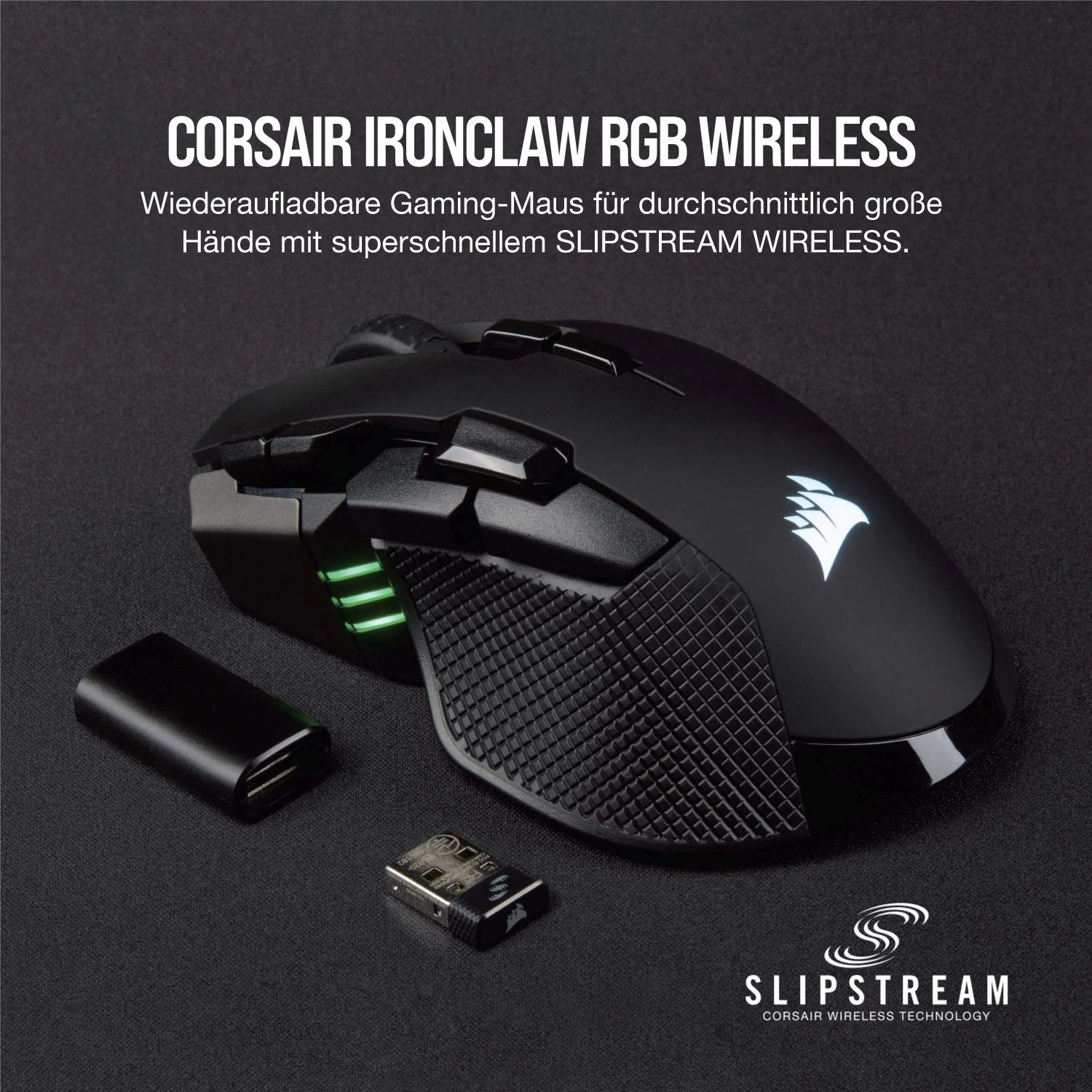 CORSAIR IRONCLAW RGB WIRELESS FPS/MOBA Gaming Mouse - 18.000 DPI - 10 Programmierbare Tasten - Für Große Hände Geeignet - iCUE-Kompatibel - PC, Mac, PS5, PS4, Xbox - Schwarz - Image 7