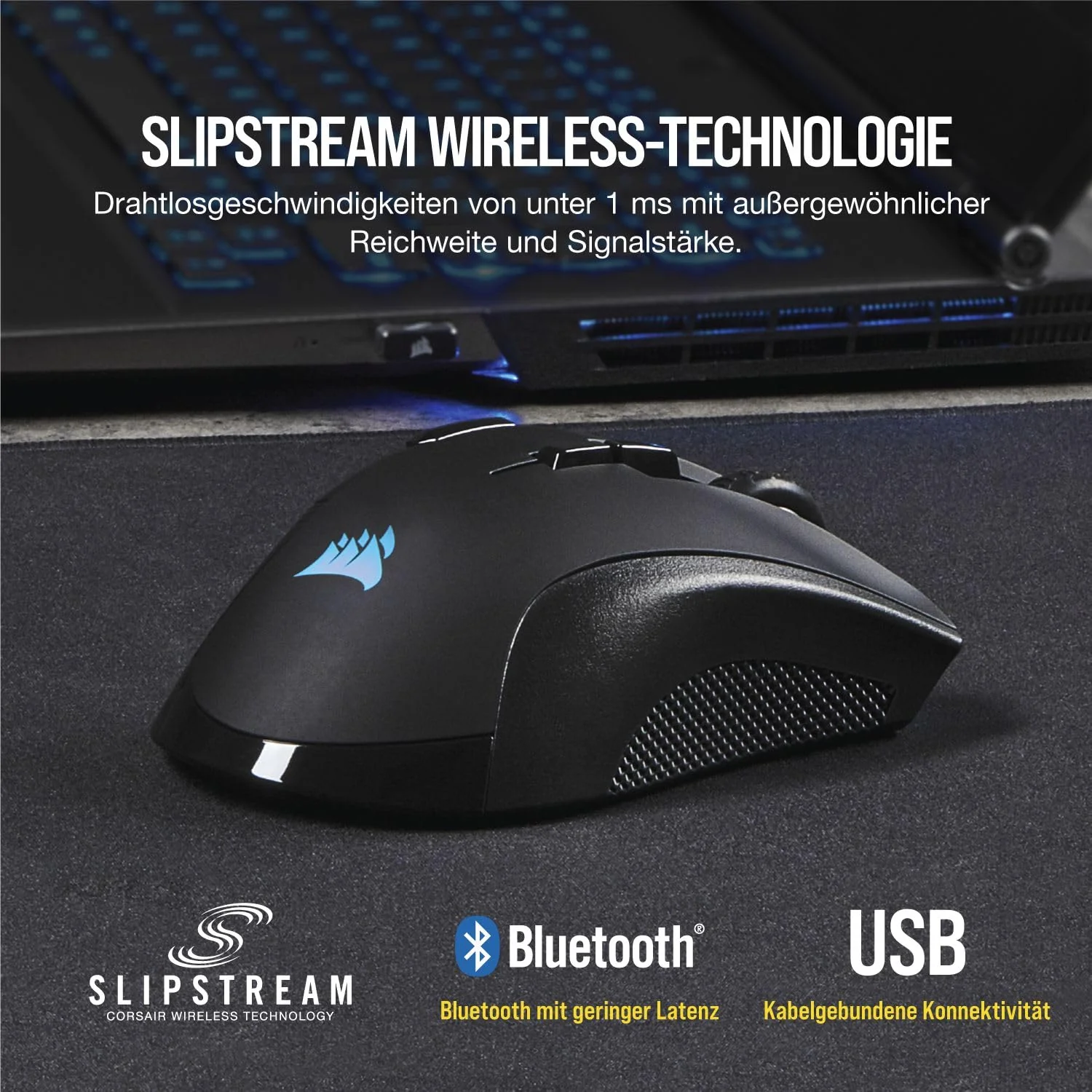 CORSAIR IRONCLAW RGB WIRELESS FPS/MOBA Gaming Mouse - 18.000 DPI - 10 Programmierbare Tasten - Für Große Hände Geeignet - iCUE-Kompatibel - PC, Mac, PS5, PS4, Xbox - Schwarz - Image 9