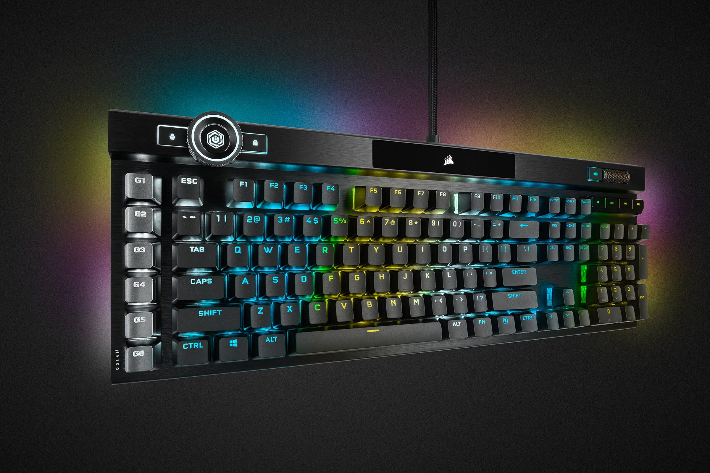 CORSAIR K100 RGB Optisch-Mechanische Kabelgebundene Gaming-Tastatur - OPX Linear-Schalter - PBT Double-Shot Tastenkappen - Elgato Stream Deck & iCUE Kompatibel - PC, Mac, Xbox - QWERTZ DE - Schwarz - Image 3