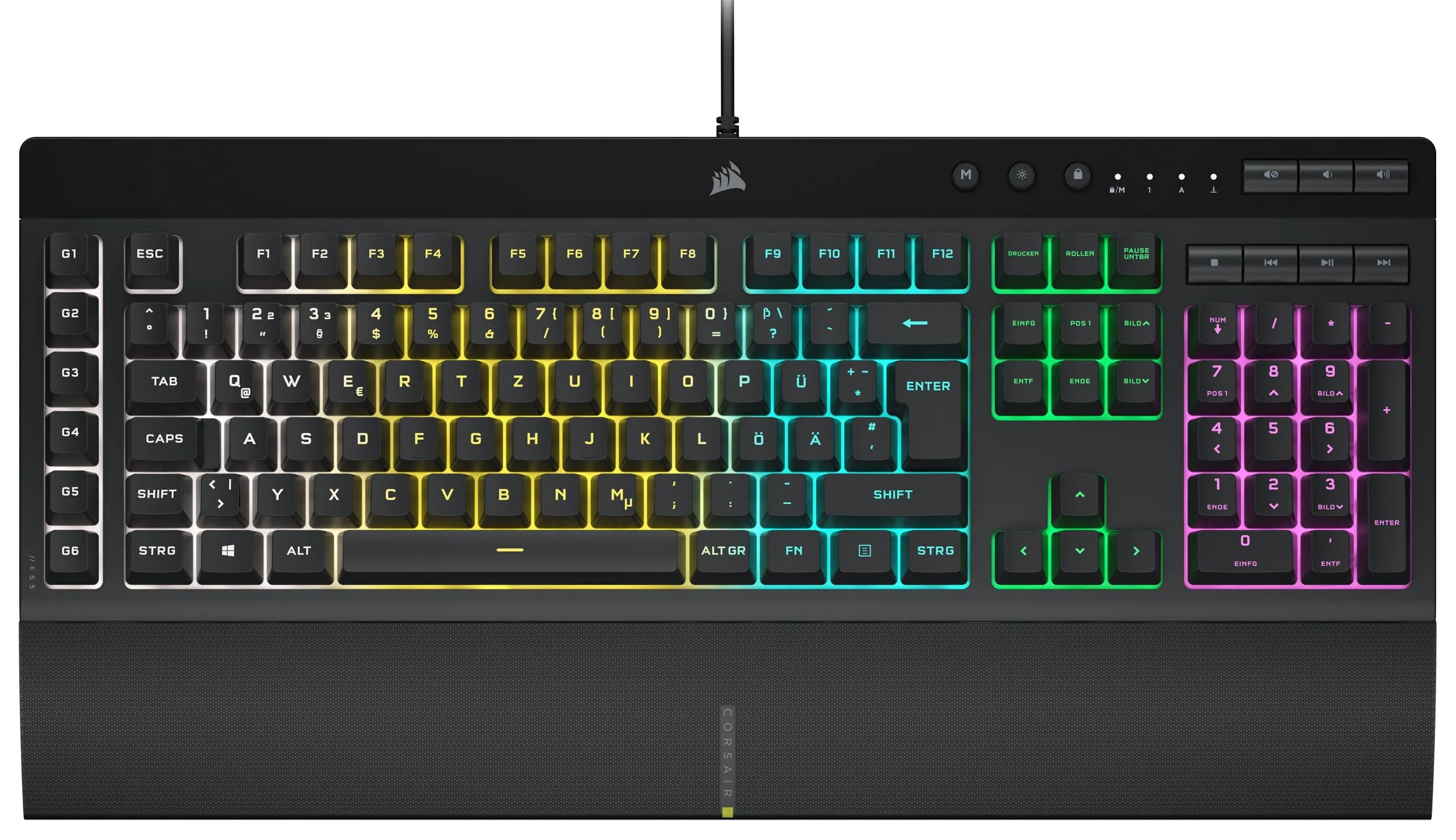 CORSAIR K55 RGB PRO Kabelgebundene Membrantastatur - IP42 staub- Und Spritzwassergeschützt - 6 Makro-Tasten Mit Elgato-Integration - iCUE-Kompatibel - QWERTZ DE - PC, Mac, Xbox - Schwarz - Image 7