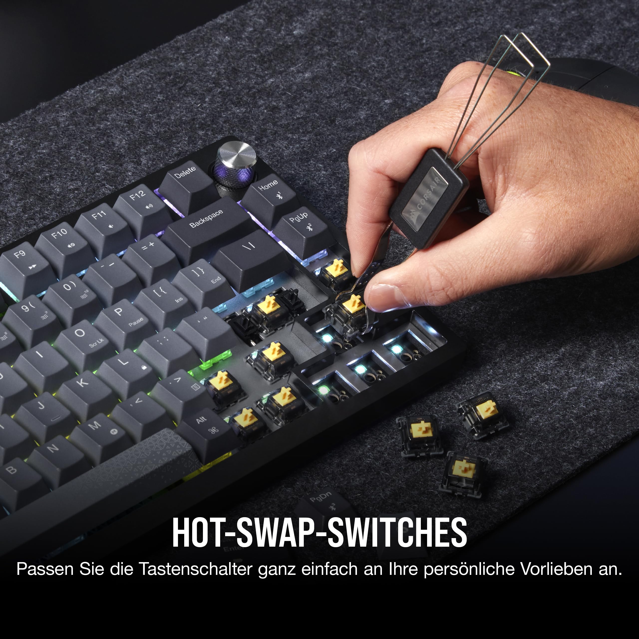 CORSAIR K65 Plus Wireless 75% RGB Hot-Swap-Fähige Mechanische Gaming-Tastatur - Vorgeschmierte MLX Red Linear Switches - Dual-Layer Sound Dampening - PBT Keycaps - QWERTZ DE - Schwarz - Image 2