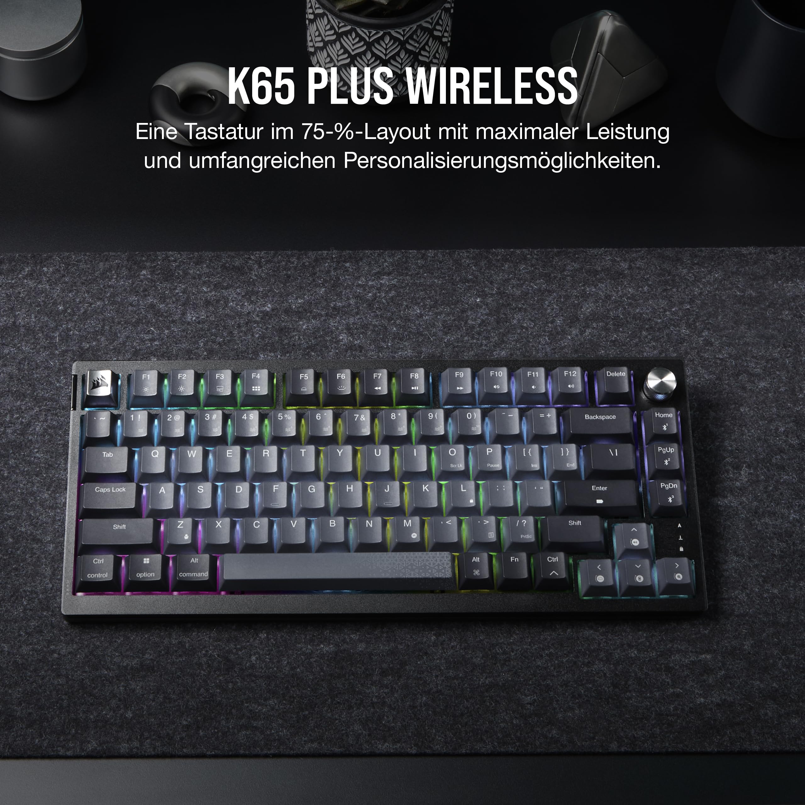 CORSAIR K65 Plus Wireless 75% RGB Hot-Swap-Fähige Mechanische Gaming-Tastatur - Vorgeschmierte MLX Red Linear Switches - Dual-Layer Sound Dampening - PBT Keycaps - QWERTZ DE - Schwarz - Image 7