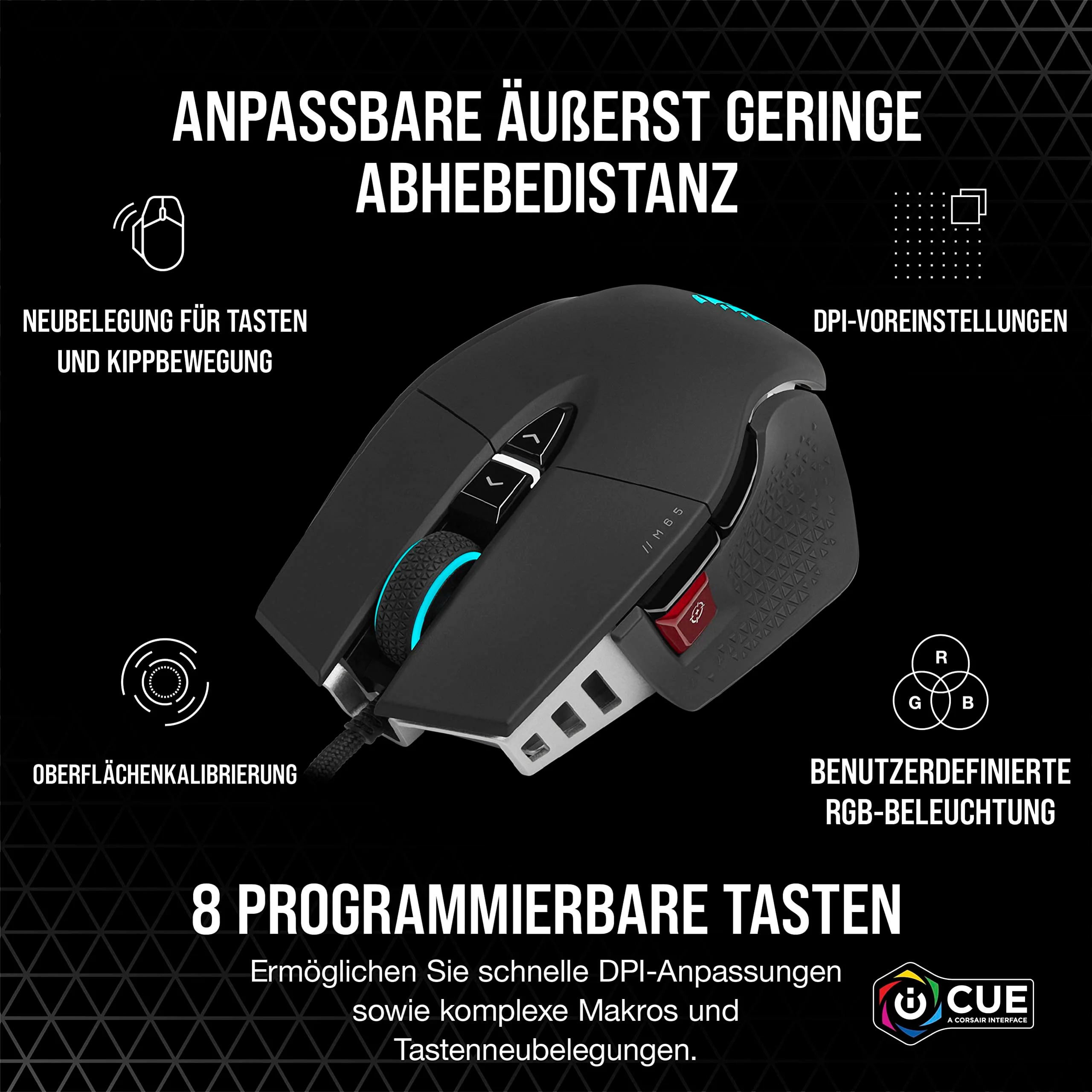 CORSAIR M65 RGB ULTRA Wired Tunable FPS Gaming Mouse - 26.000 DPI - Optische Schalter - Gewichtssystem - AXON Hyper-Processing-Technologie - iCUE-Kompatibel - PC, Mac, PS5, PS4, Xbox - Schwarz - Image 2