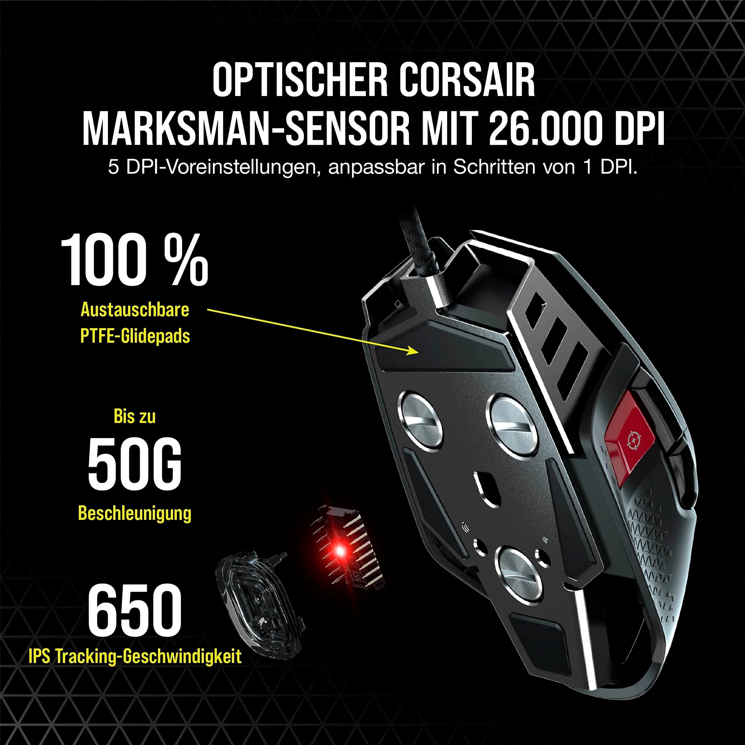 CORSAIR M65 RGB ULTRA Wired Tunable FPS Gaming Mouse - 26.000 DPI - Optische Schalter - Gewichtssystem - AXON Hyper-Processing-Technologie - iCUE-Kompatibel - PC, Mac, PS5, PS4, Xbox - Schwarz - Image 3