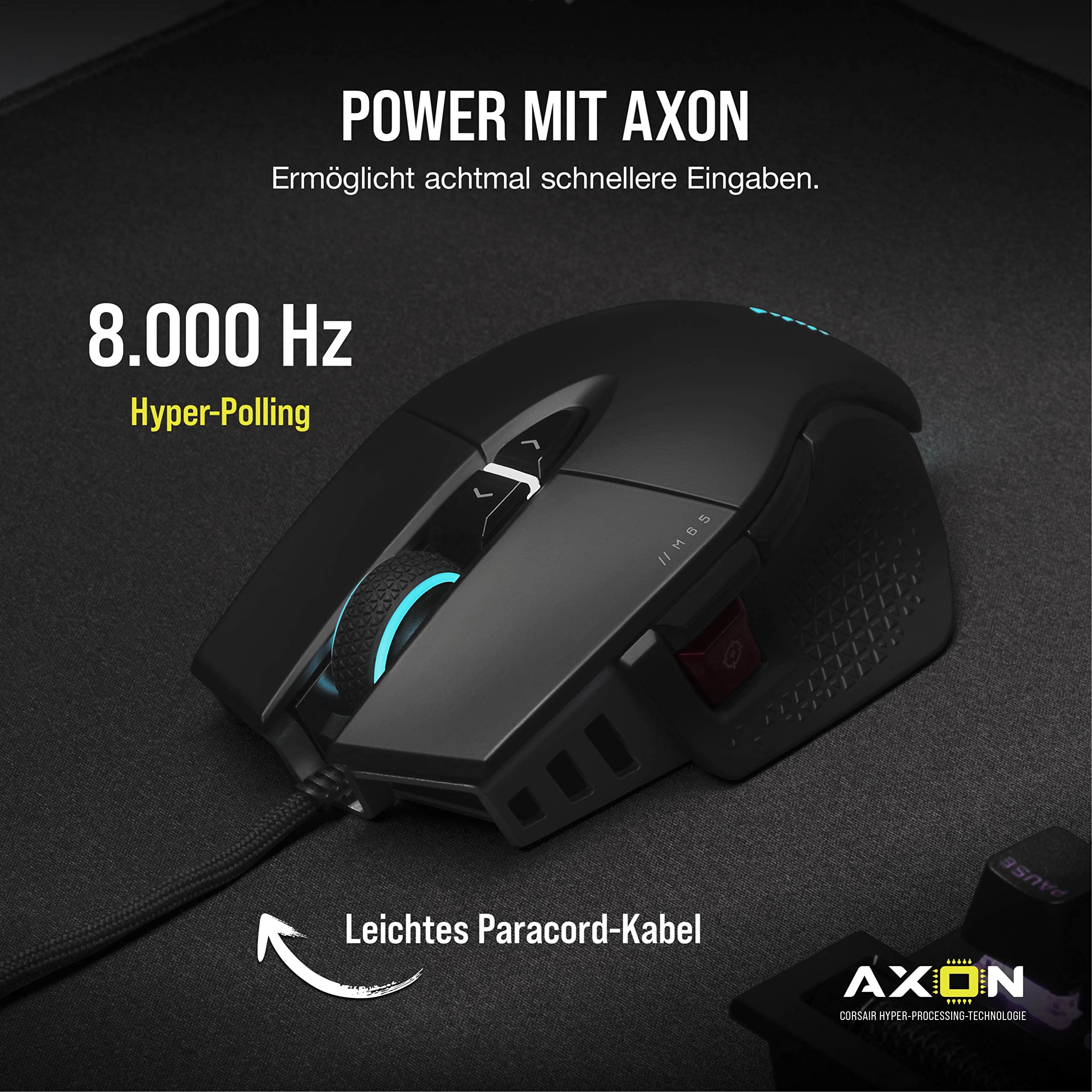 CORSAIR M65 RGB ULTRA Wired Tunable FPS Gaming Mouse - 26.000 DPI - Optische Schalter - Gewichtssystem - AXON Hyper-Processing-Technologie - iCUE-Kompatibel - PC, Mac, PS5, PS4, Xbox - Schwarz - Image 7