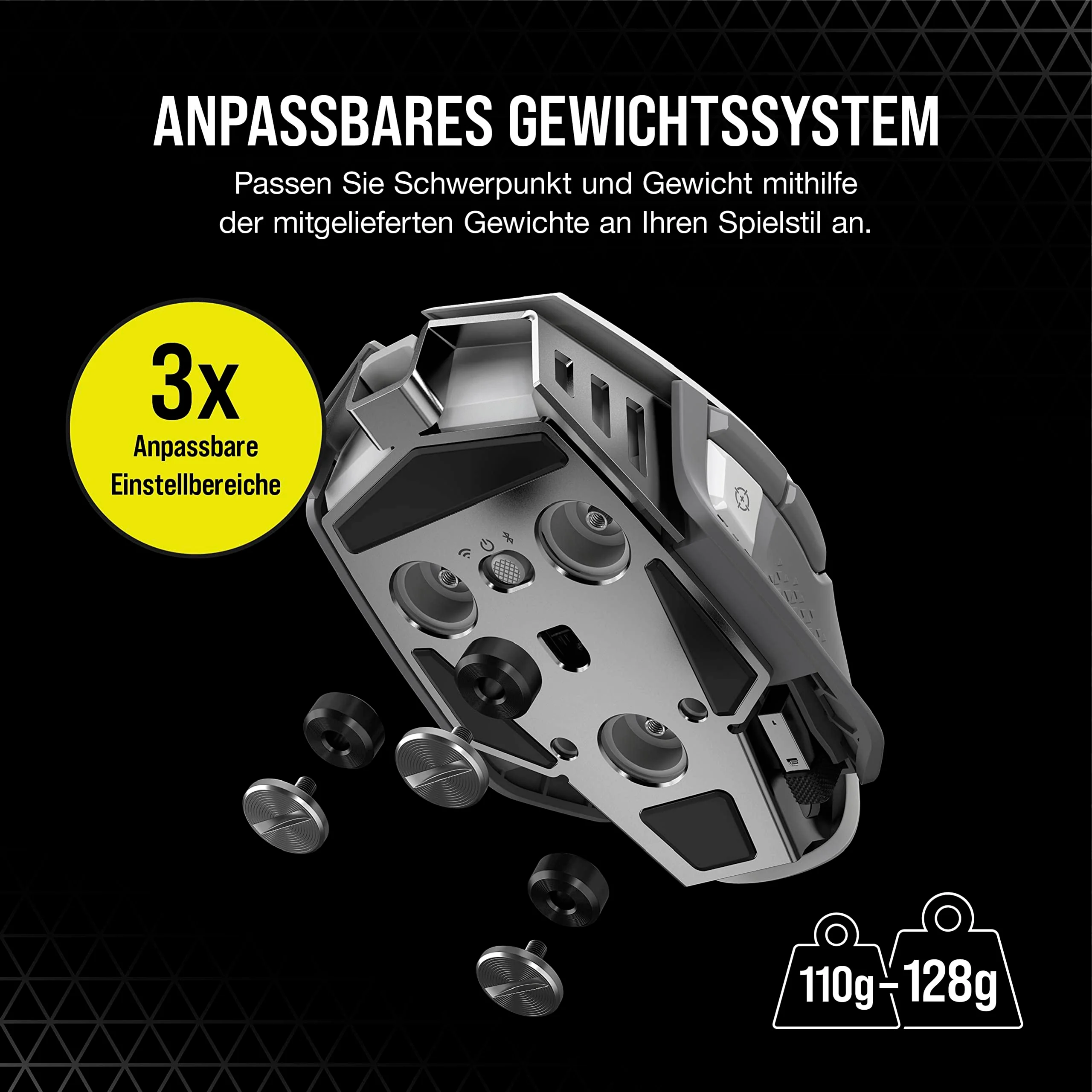 CORSAIR M65 RGB ULTRA WIRELESS Tunable FPS Gaming Mouse - 26.000 DPI - Sub-1ms Wireless - Gewichtssystem - Bis zu 120 Std. Akku - iCUE Kompatibel - PC, Mac, PS5, PS4, Xbox - Weiß - Image 5