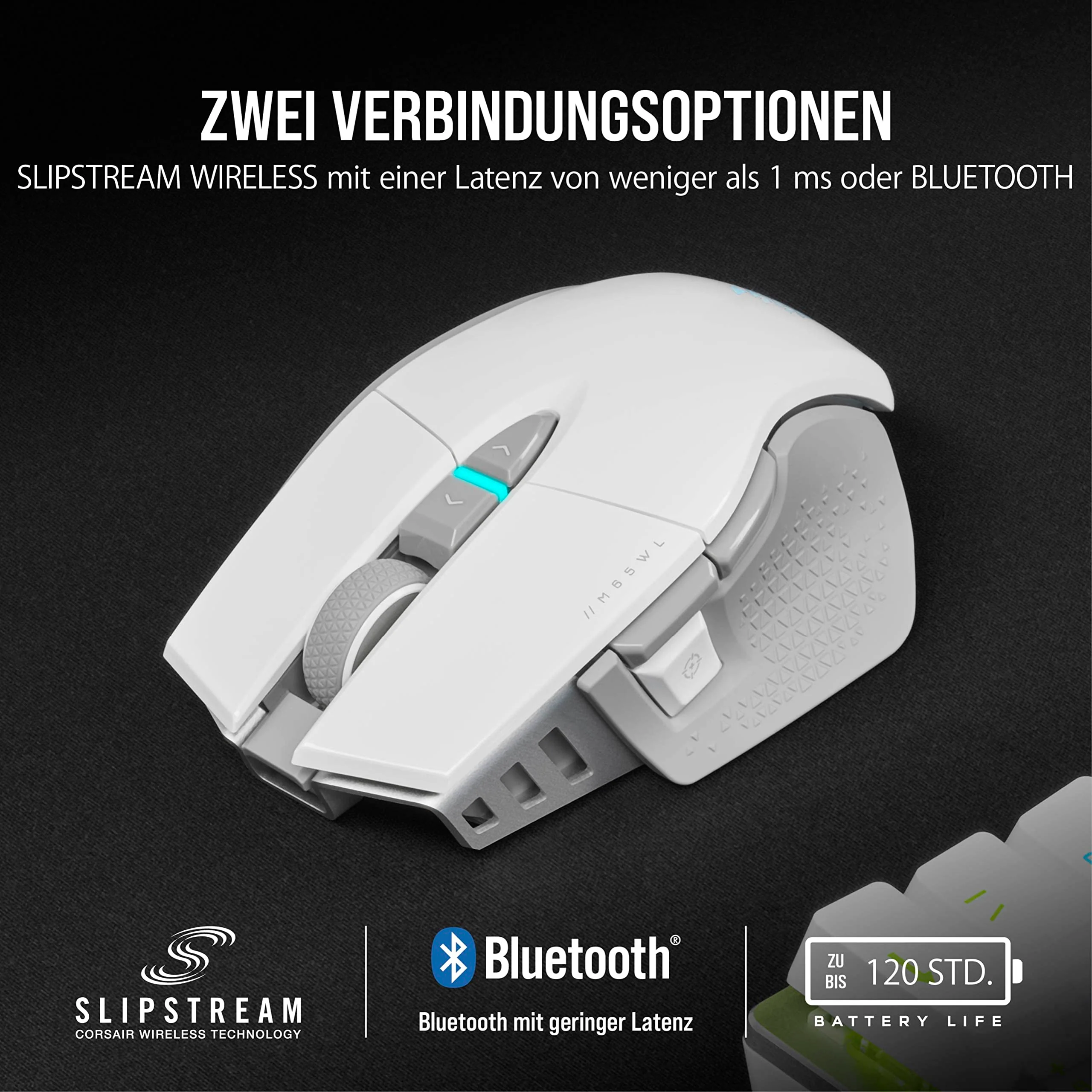 CORSAIR M65 RGB ULTRA WIRELESS Tunable FPS Gaming Mouse - 26.000 DPI - Sub-1ms Wireless - Gewichtssystem - Bis zu 120 Std. Akku - iCUE Kompatibel - PC, Mac, PS5, PS4, Xbox - Weiß - Image 6