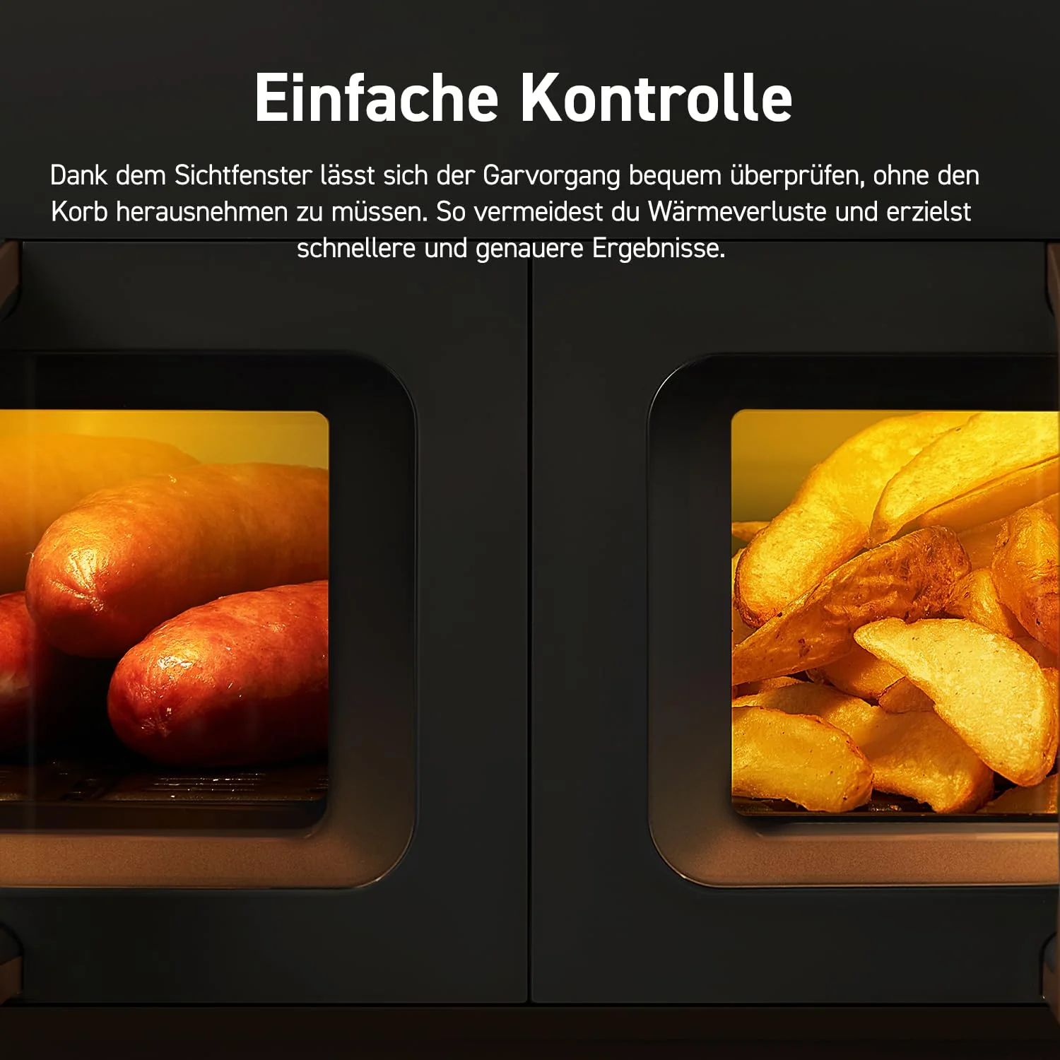 COSORI Heißluftfritteuse 2 Kammern, Testsieger der Stiftung Warentest, 6-in-1 Dual Zone Airfryer 8,5 L, Doppelkammer mit Sichtfenster für vollständige Mahlzeit, Gold - Image 3